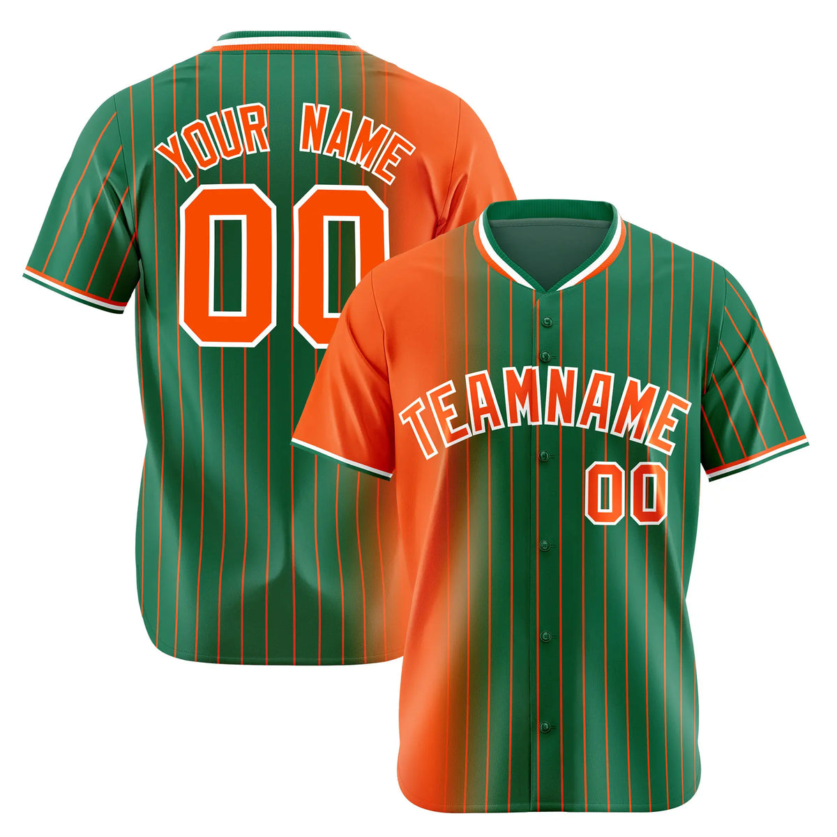 Custom Orange Green Pinstripe Orange Authentic Baseball Jersey