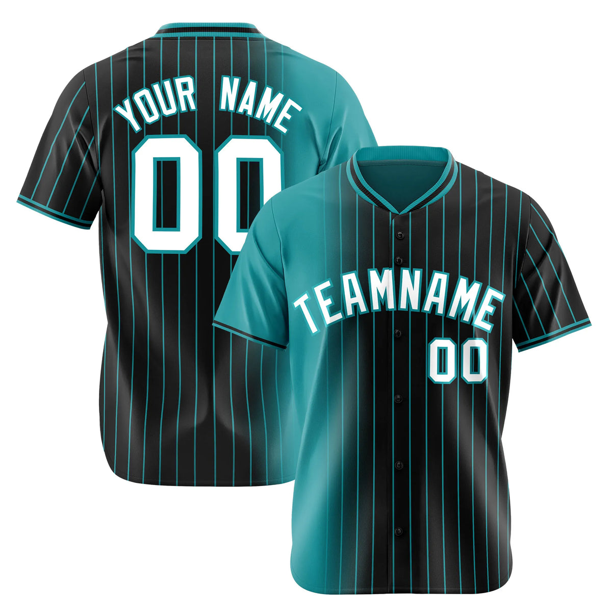 Custom Light Blue Black Pinstripe White Authentic Baseball Jersey