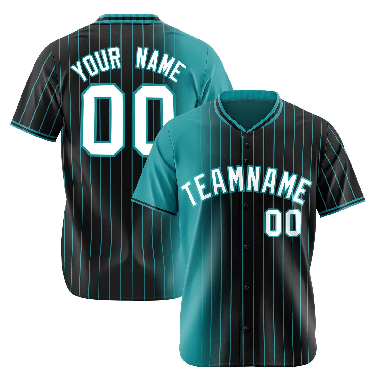Custom Light Blue Black Pinstripe White Authentic Baseball Jersey