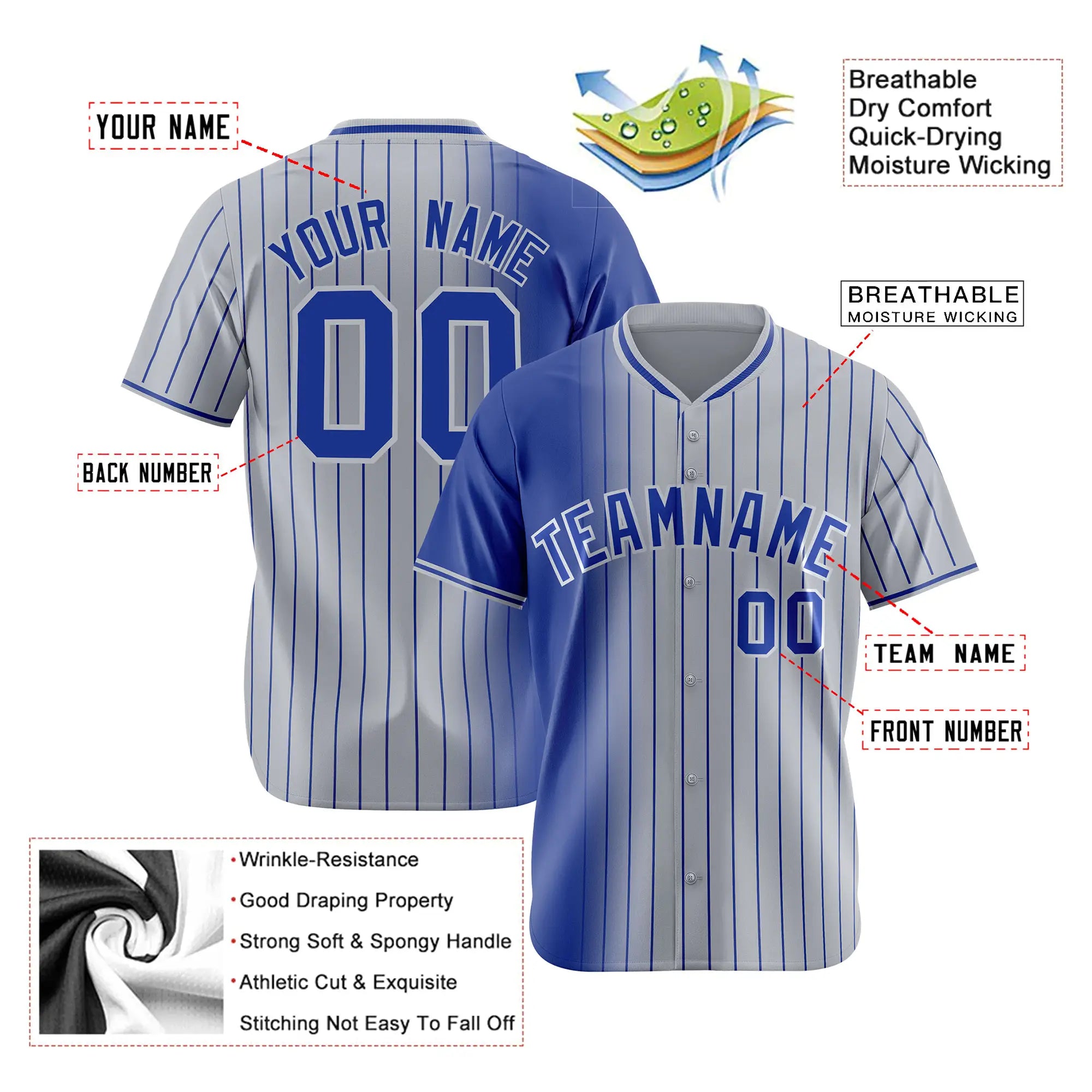 Custom Purple Gray Pinstripe Purple Authentic Baseball Jersey