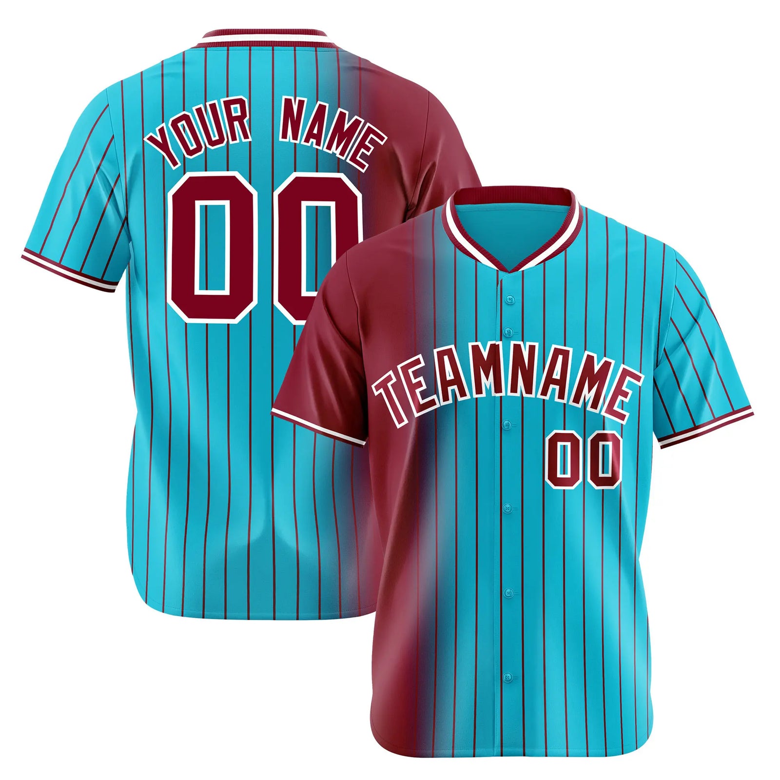 Custom Crimson Light-Blue Pinstripe Crimson Authentic Baseball Jersey