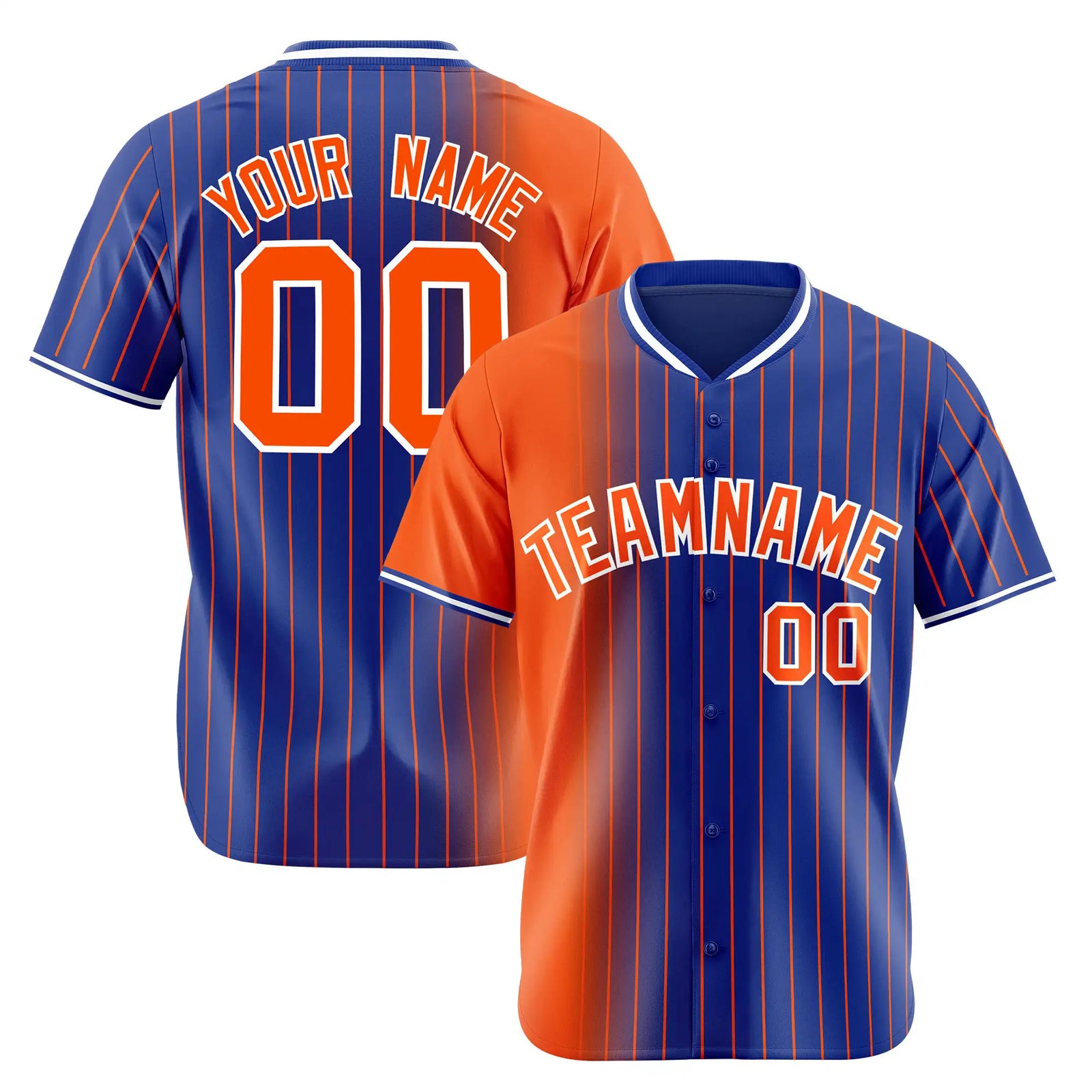 Custom Orange Blue Pinstripe Orange Authentic Baseball Jersey