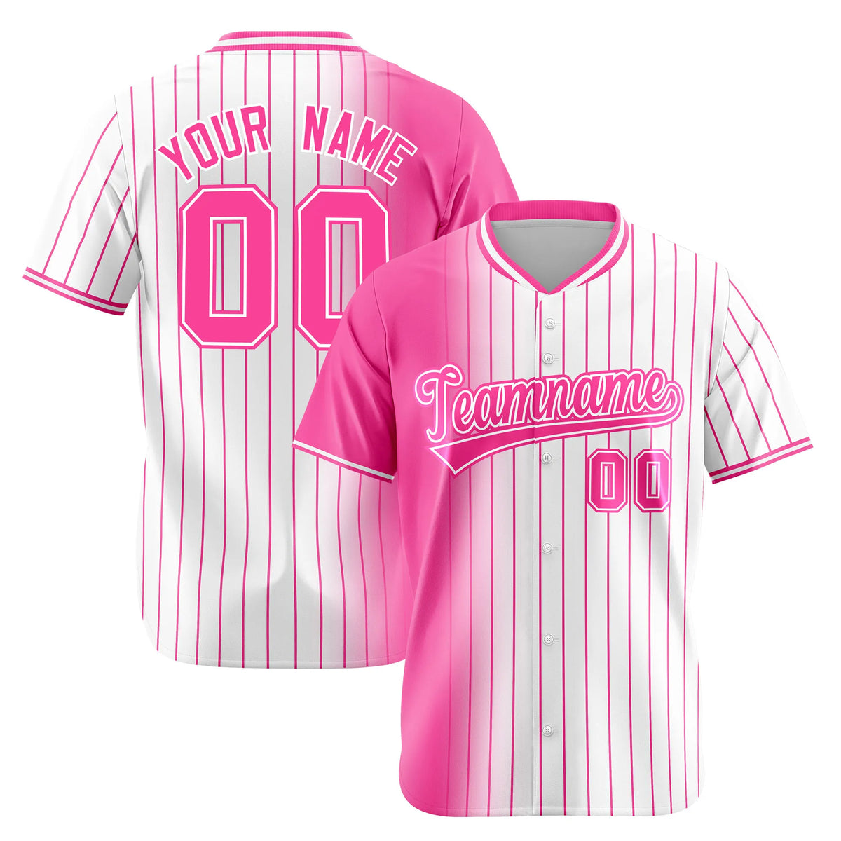 Custom Pink White Pinstripe Pink Authentic Baseball Jersey