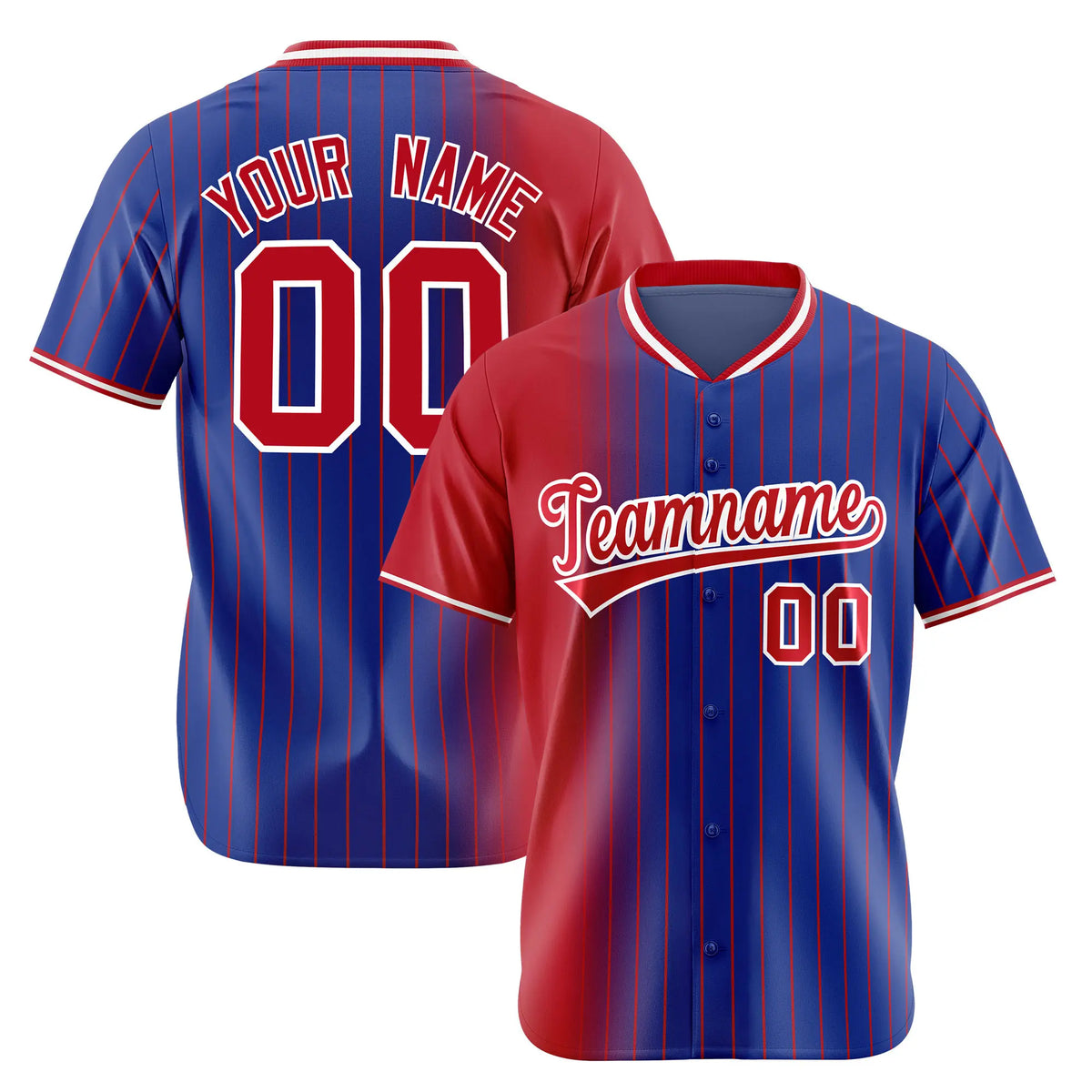 Custom Crimson Blue Pinstripe Crimson Authentic Baseball Jersey