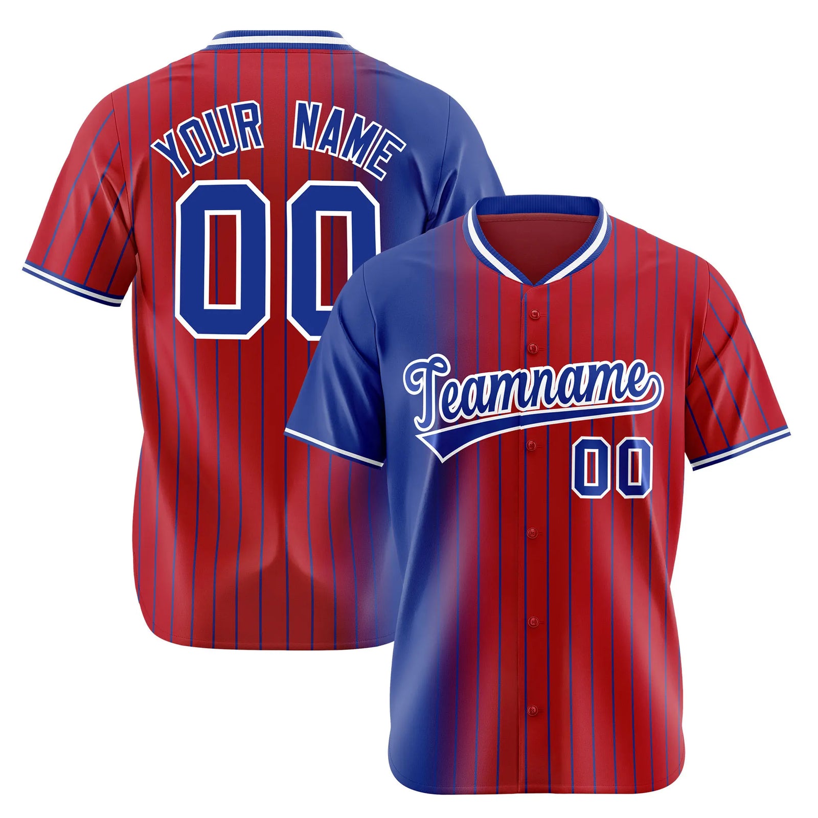 Custom Blue Crimson Pinstripe Blue Authentic Baseball Jersey