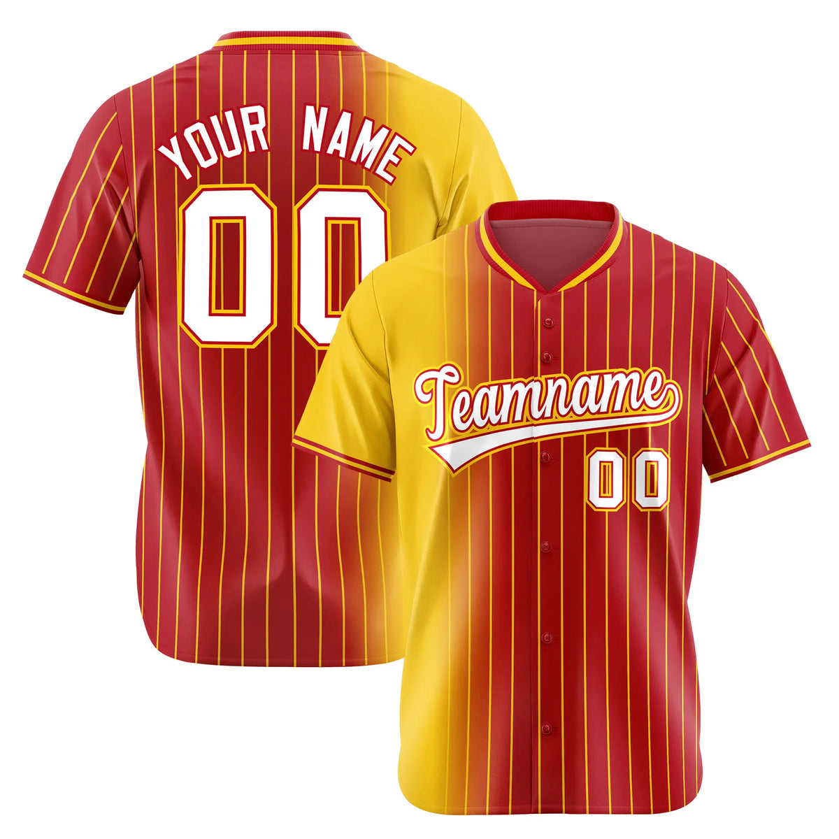 Custom Yellow Red Pinstripe White Authentic Baseball Jersey