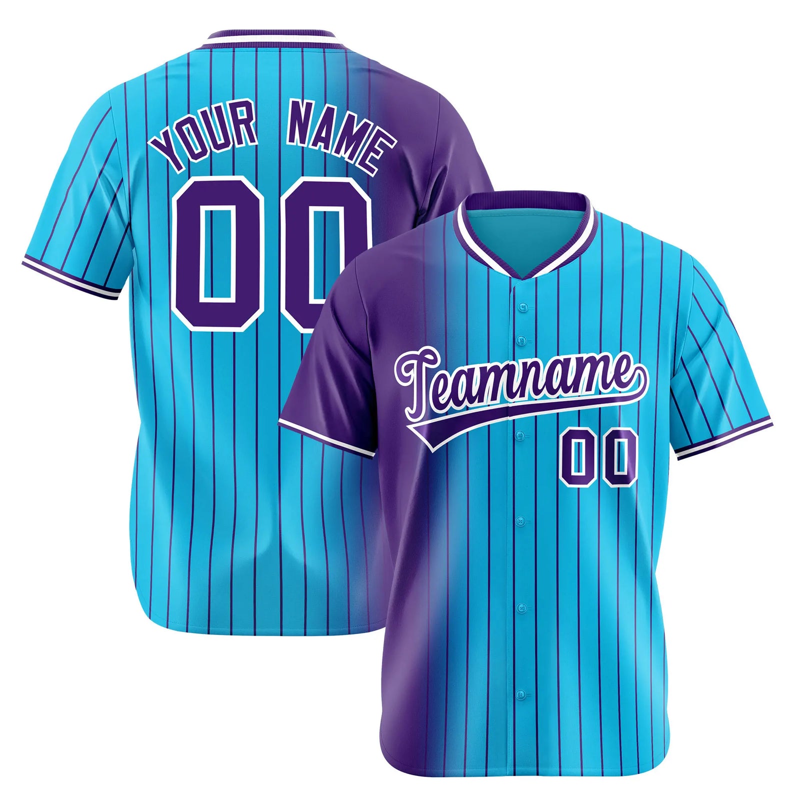 Custom Purple Blue Pinstripe Purple Authentic Baseball Jersey