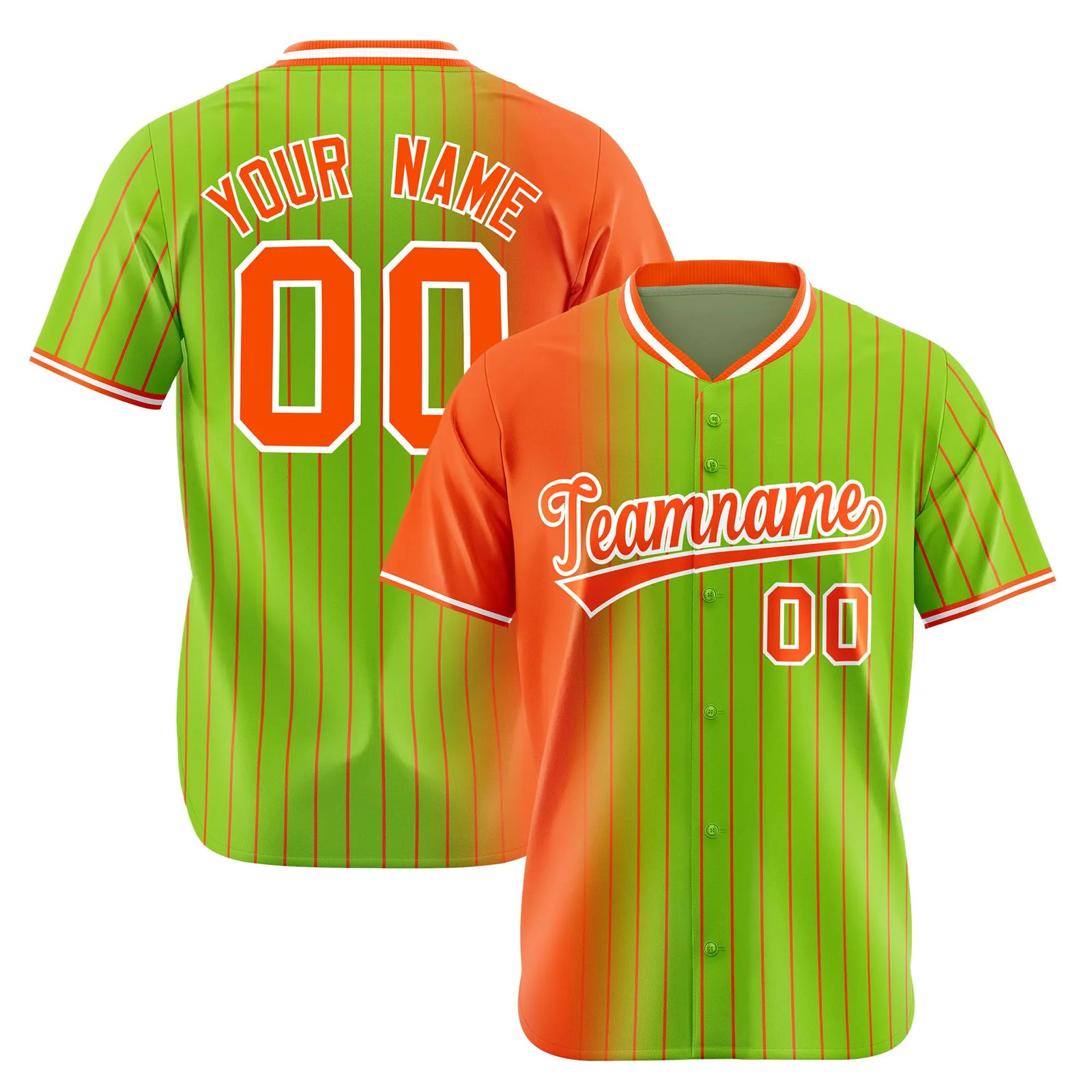 Custom Orange Neon-Green Pinstripe Orange Authentic Baseball Jersey