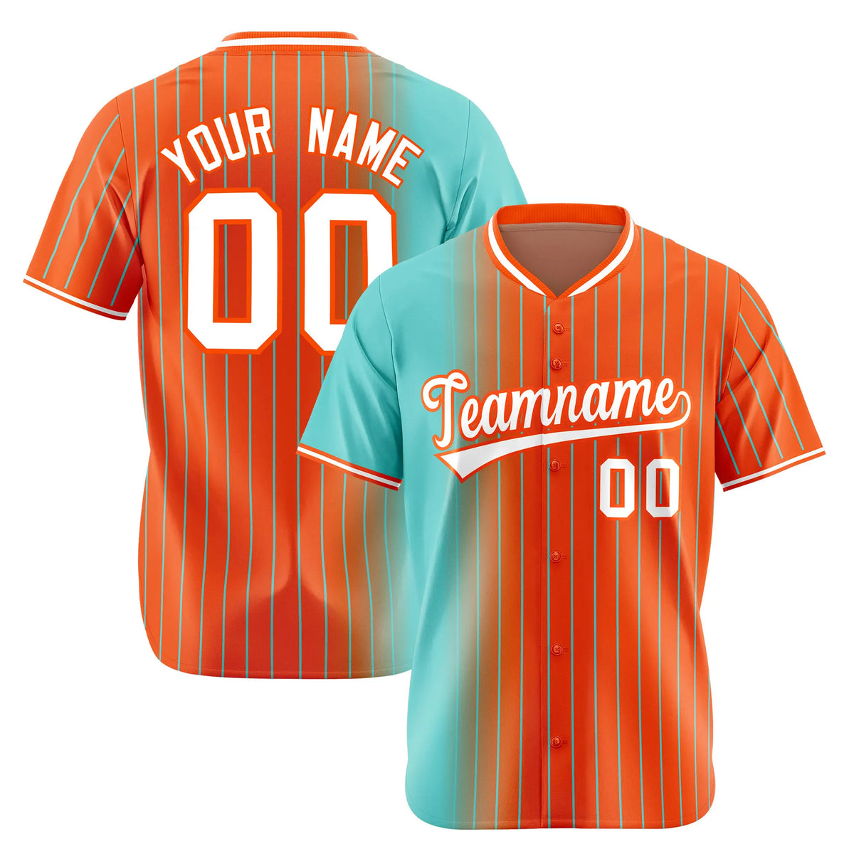 Custom Light-Blue Orange Pinstripe White Authentic Baseball Jersey