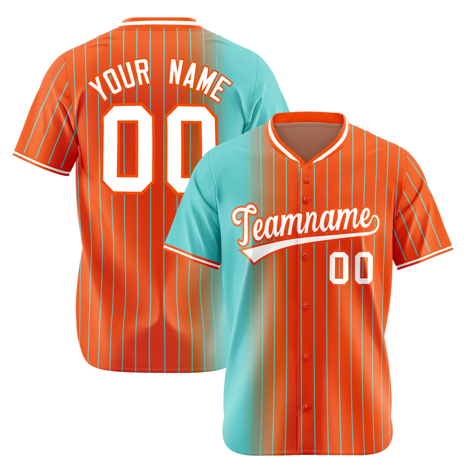 Custom Light-Blue Orange Pinstripe White Authentic Baseball Jersey