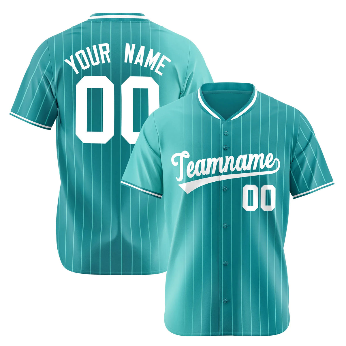 Custom Light-Blue Pinstripe White Authentic Baseball Jersey