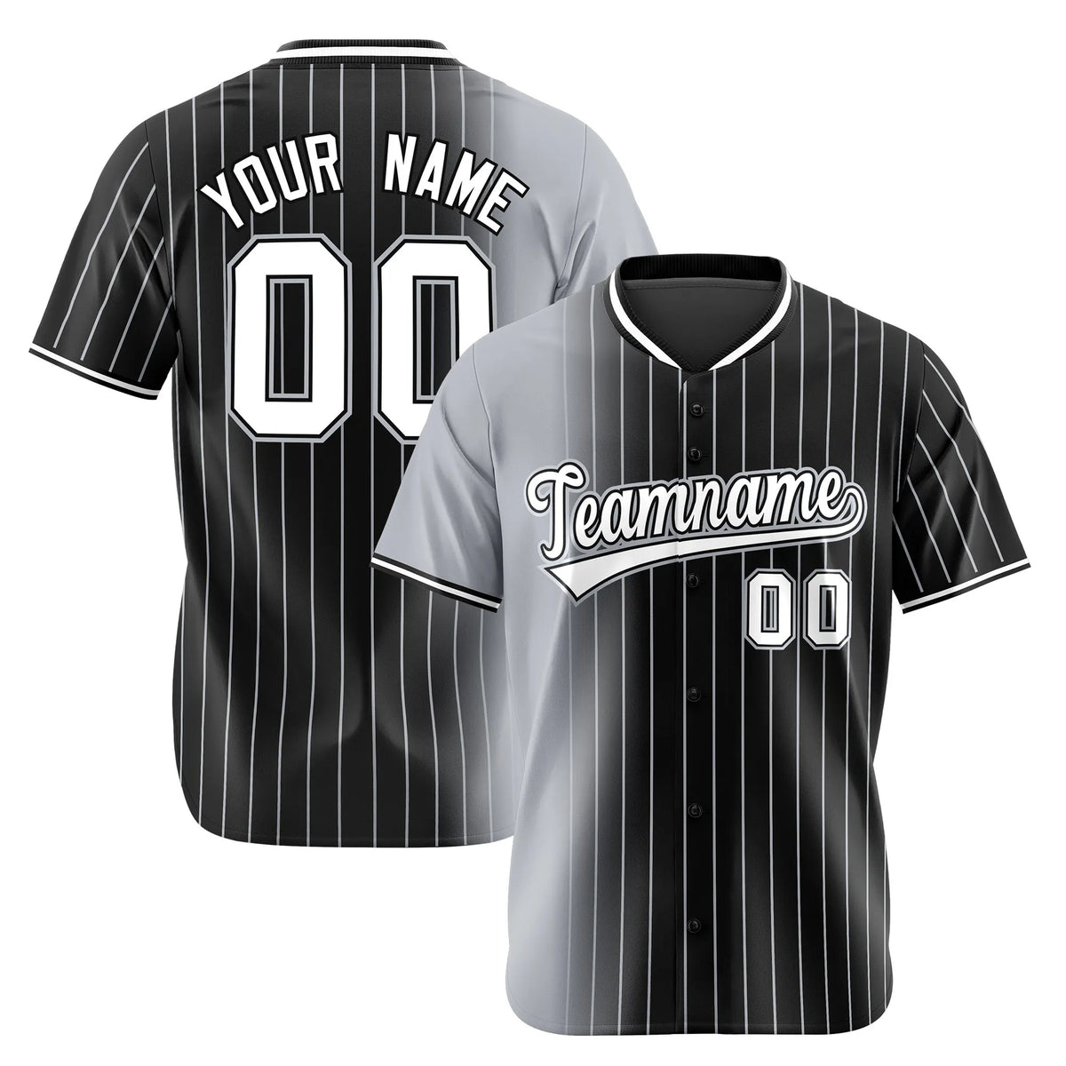 Custom Gray Black Pinstripe White Authentic Baseball Jersey