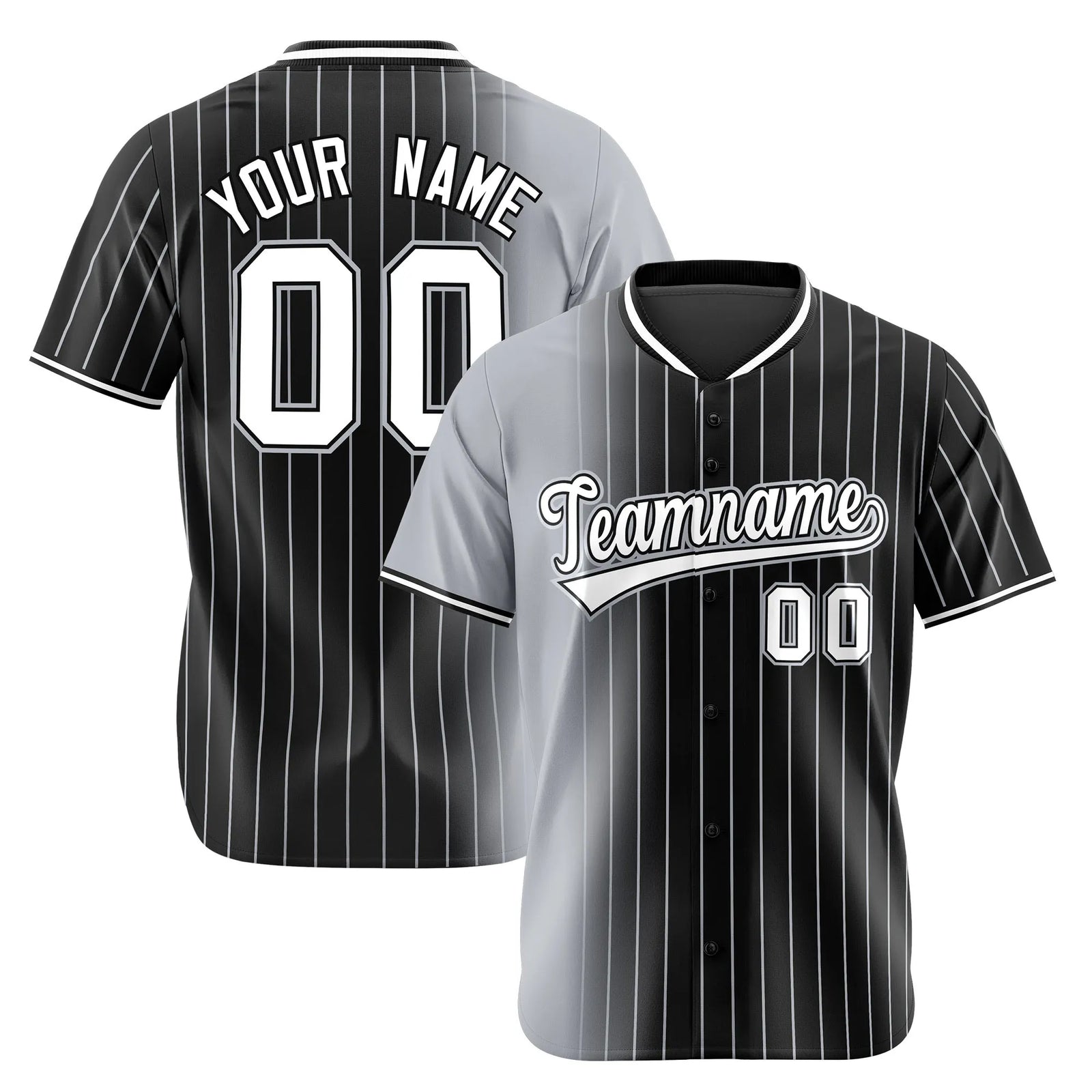 Custom Gray Black Pinstripe White Authentic Baseball Jersey