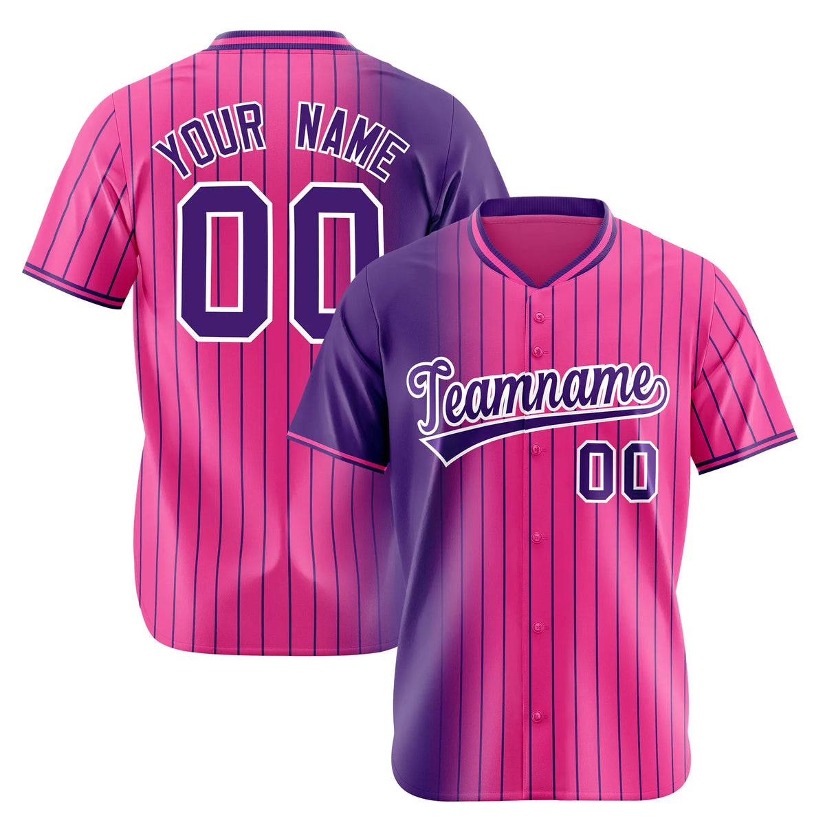 Custom Purple Pink Pinstripe Purple Authentic Baseball Jersey