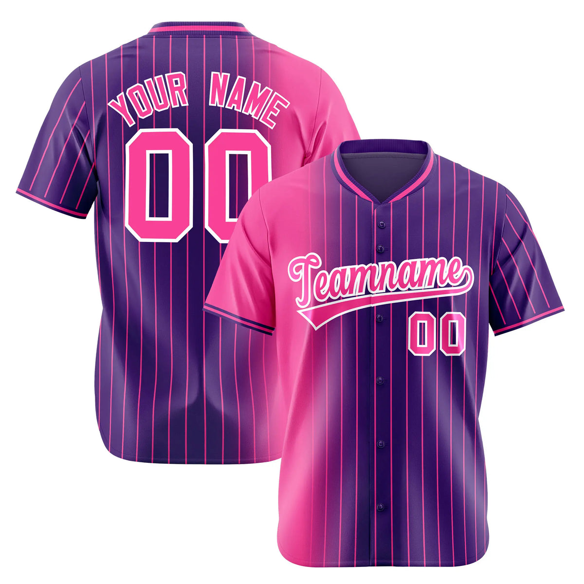 Custom Pink Purple Pinstripe Pink Authentic Baseball Jersey