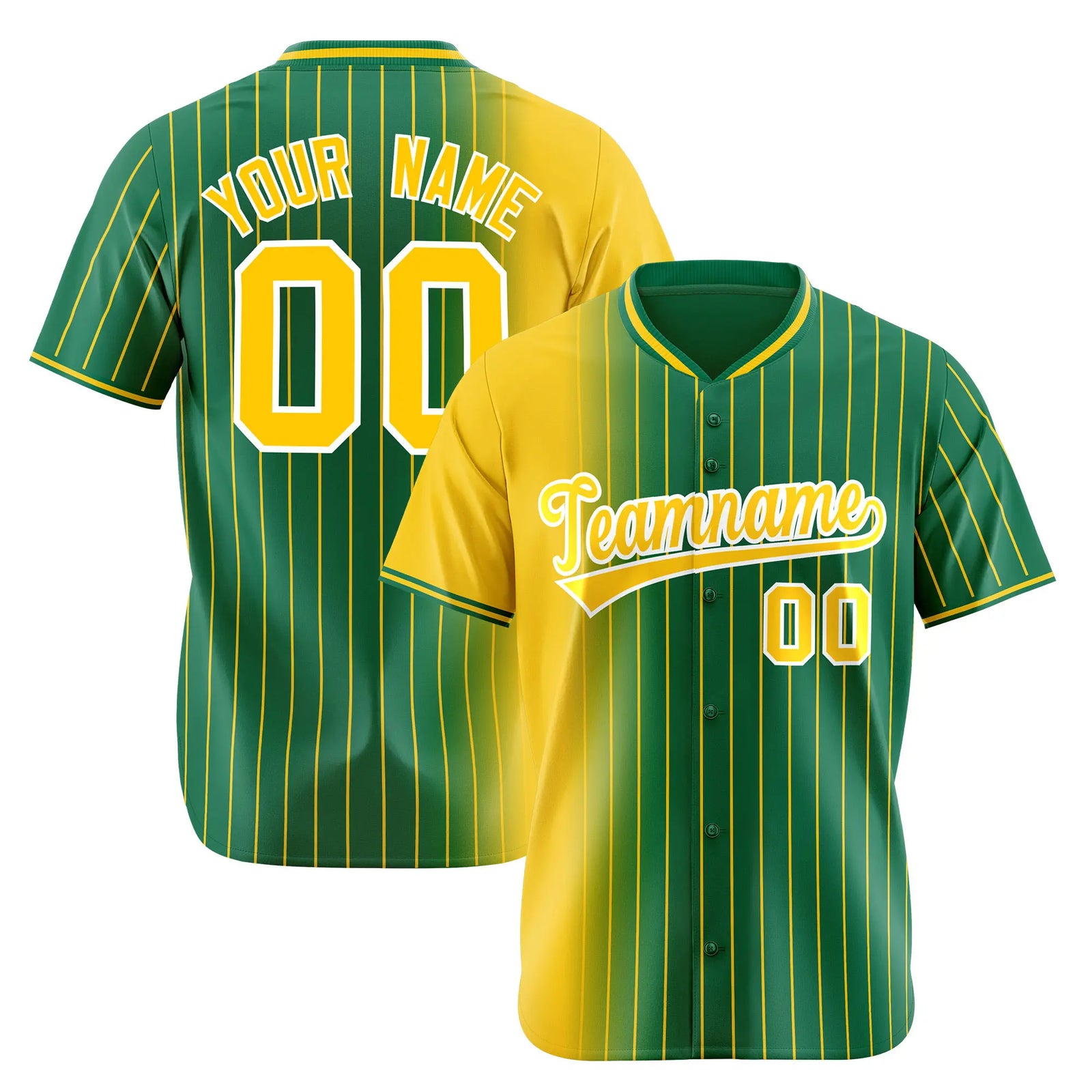 Custom Yellow Green Pinstripe Yellow Authentic Baseball Jersey