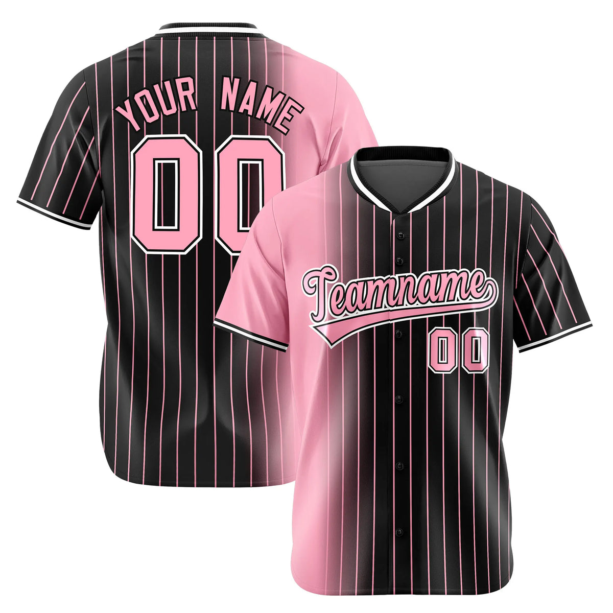 Custom Pink Black Pinstripe Pink Authentic Baseball Jersey