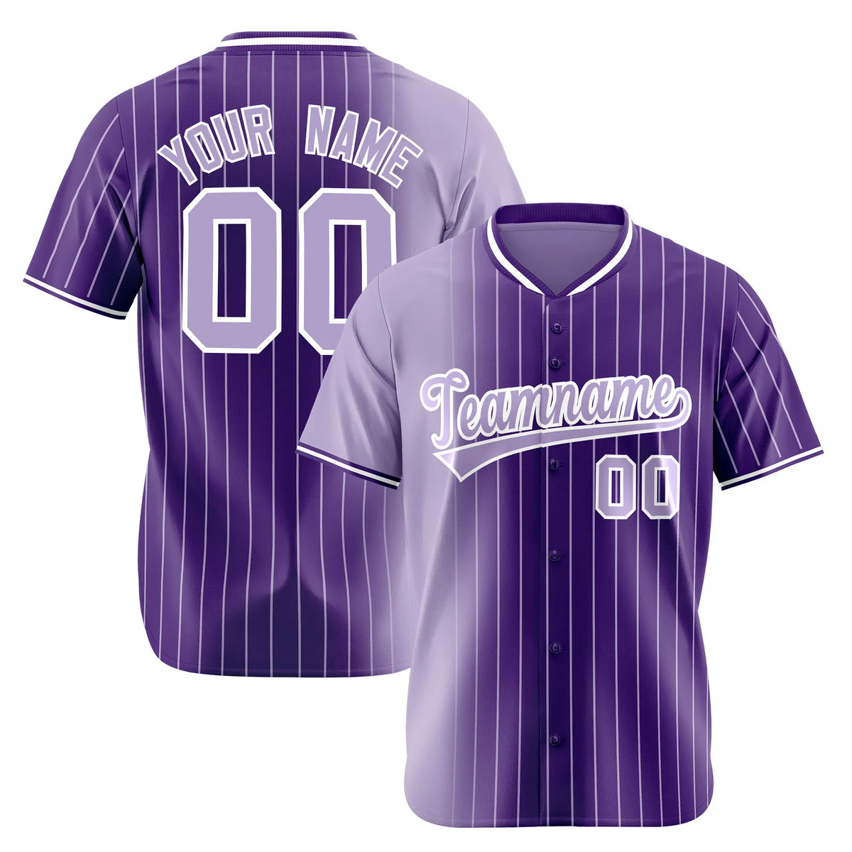Custom Light Purple Purple Pinstripe Light Purple Authentic Baseball Jersey
