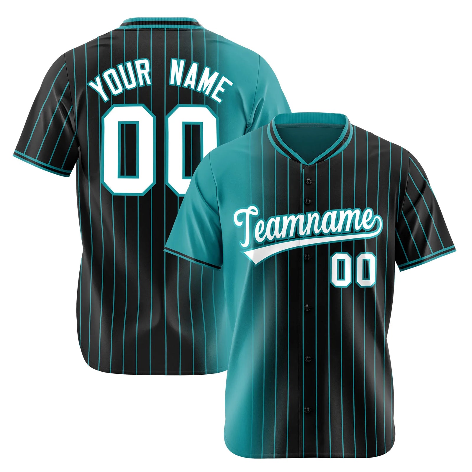 Custom Light Blue Black Pinstripe White Authentic Baseball Jersey