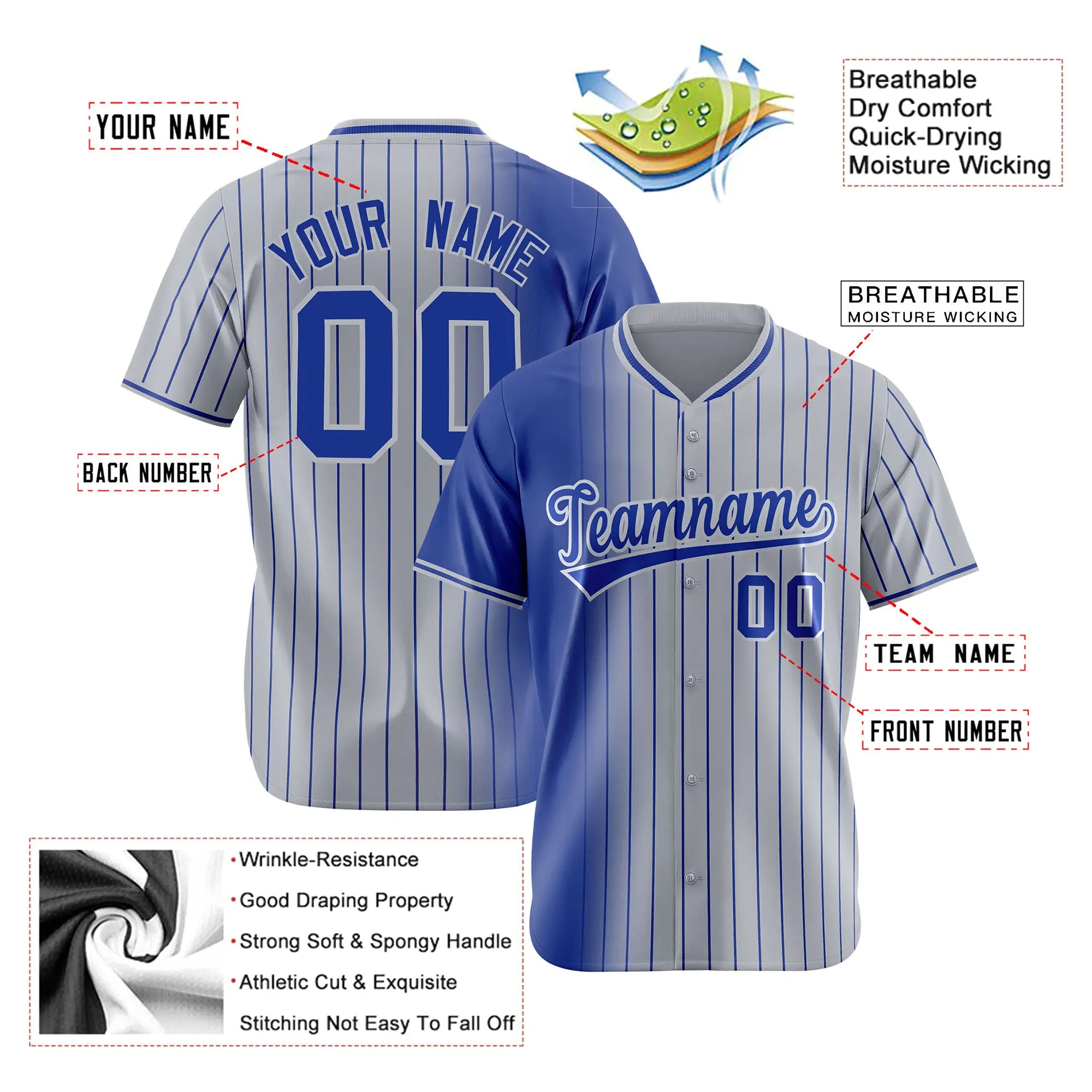 Custom Purple Gray Pinstripe Purple Authentic Baseball Jersey