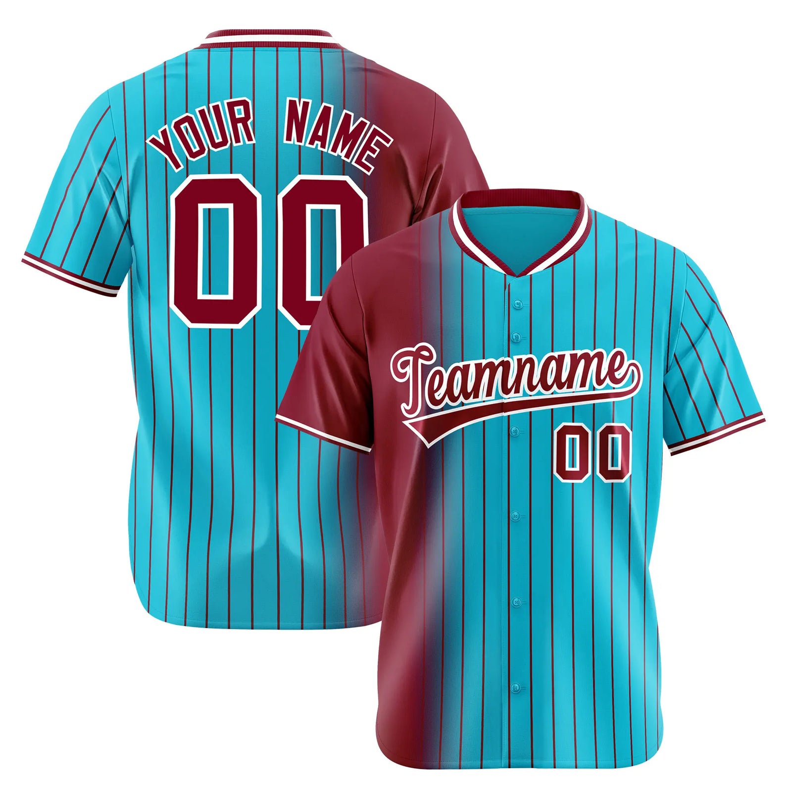 Custom Crimson Light-Blue Pinstripe Crimson Authentic Baseball Jersey