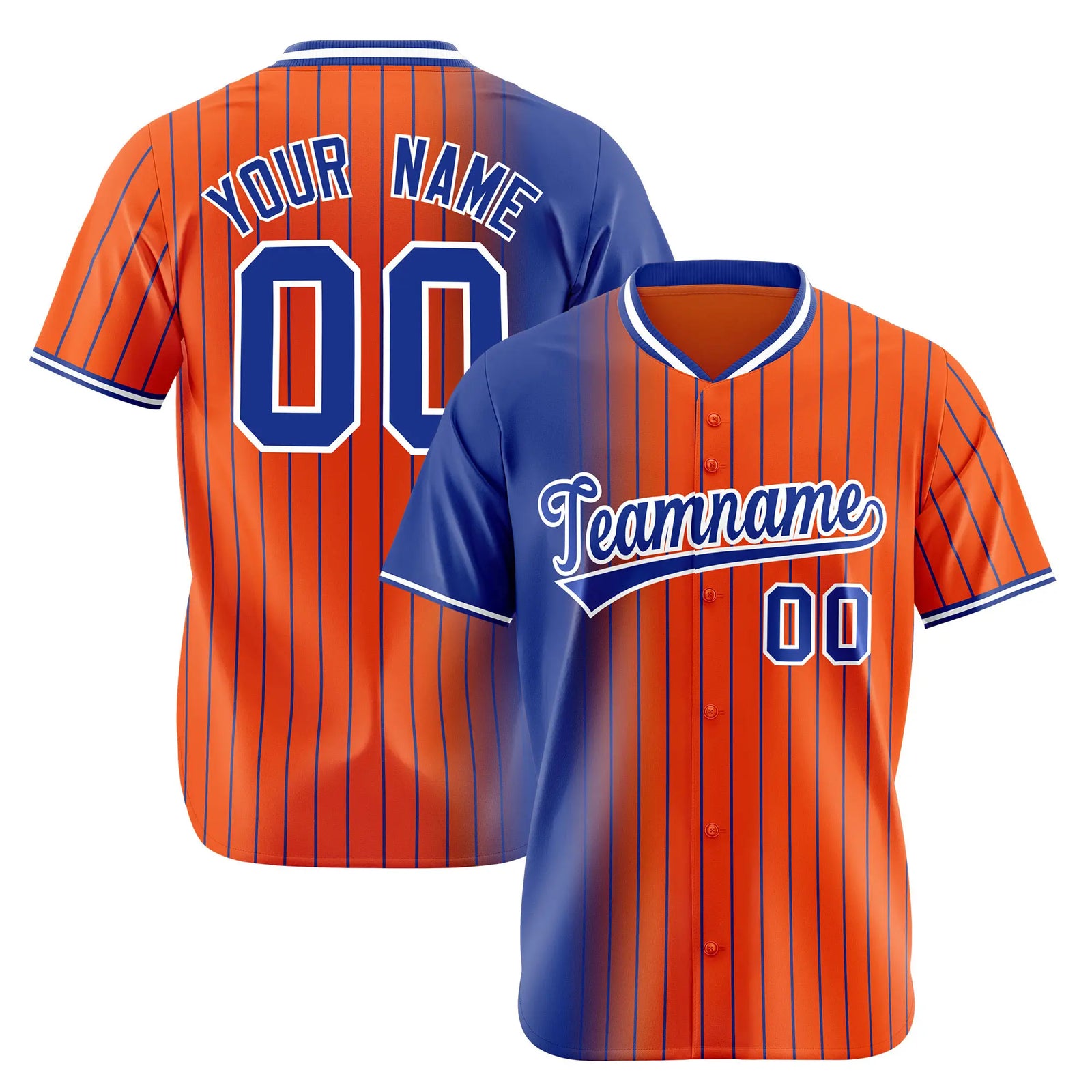 Custom Blue Orange Pinstripe Blue Authentic Baseball Jersey
