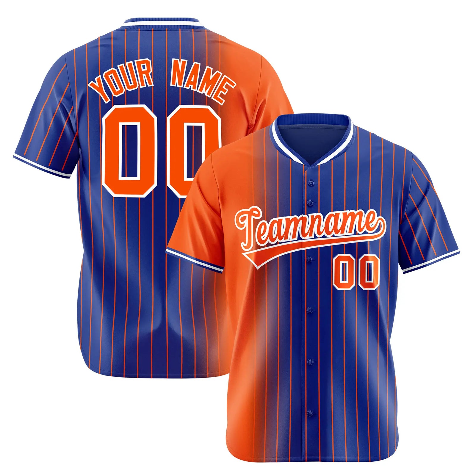 Custom Orange Blue Pinstripe Orange Authentic Baseball Jersey