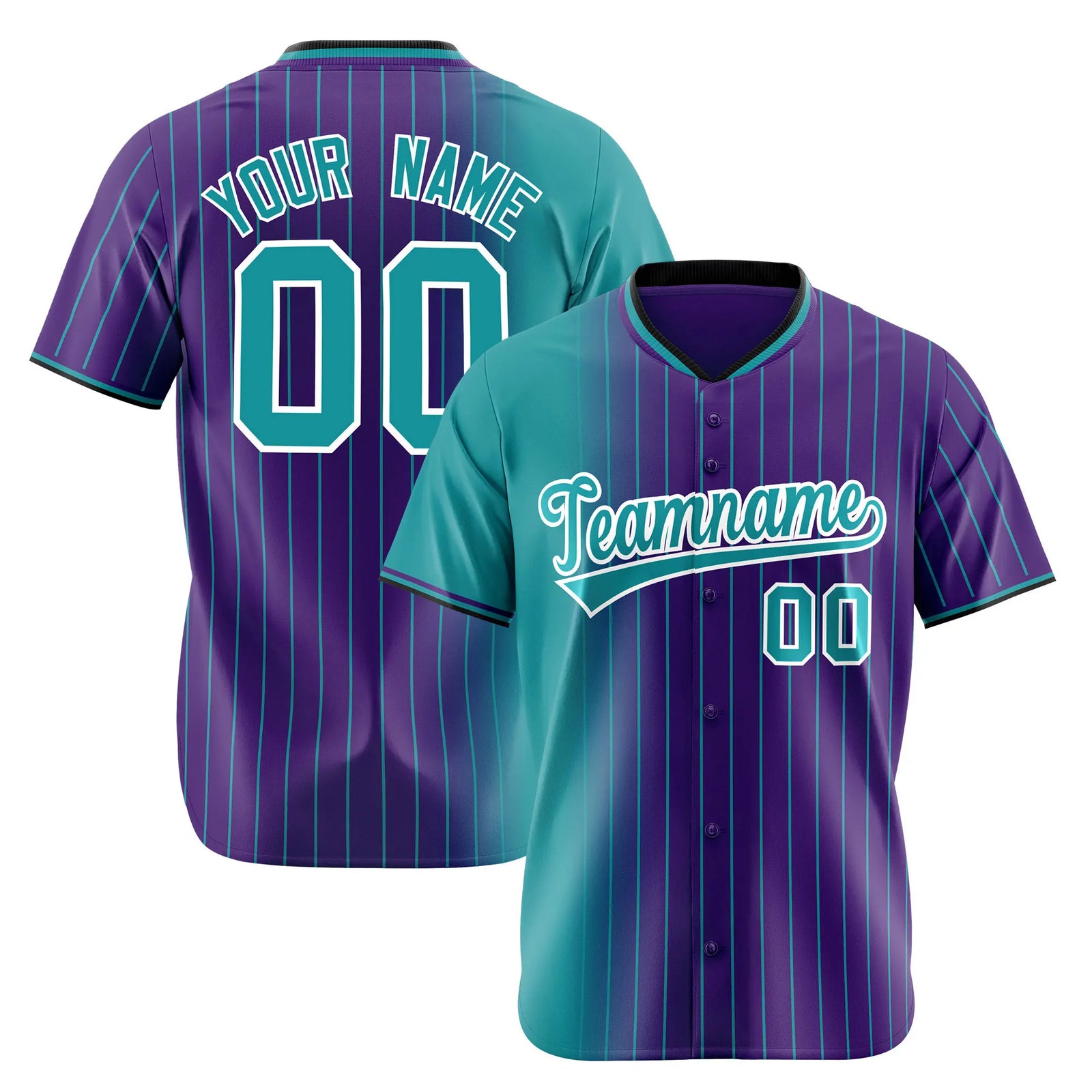 Custom Light-Blue Purple Pinstripe Light-Blue Authentic Baseball Jersey