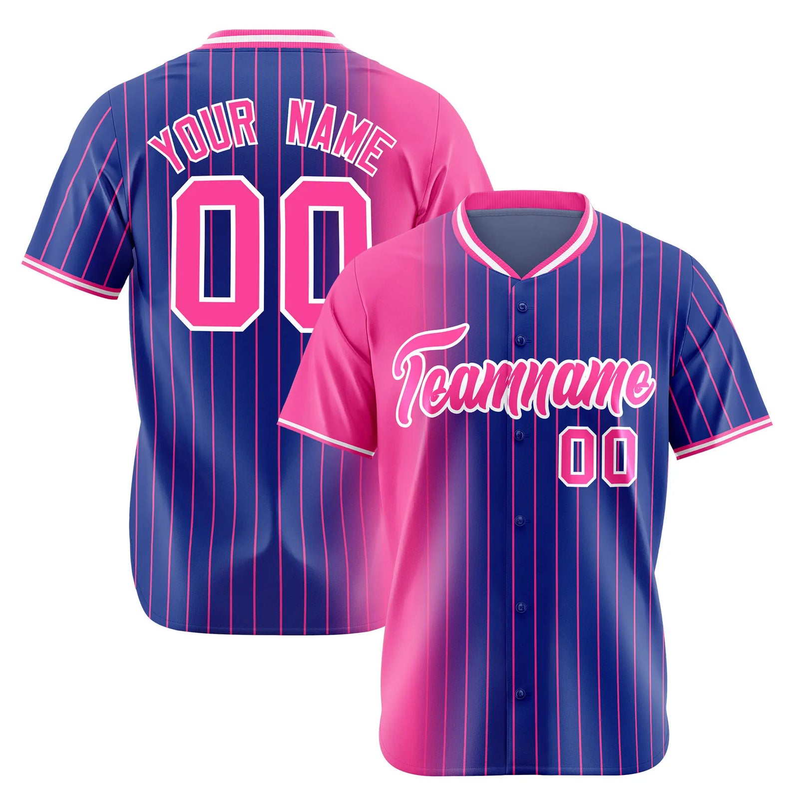Custom Pink Blue Pinstripe Pink Authentic Baseball Jersey