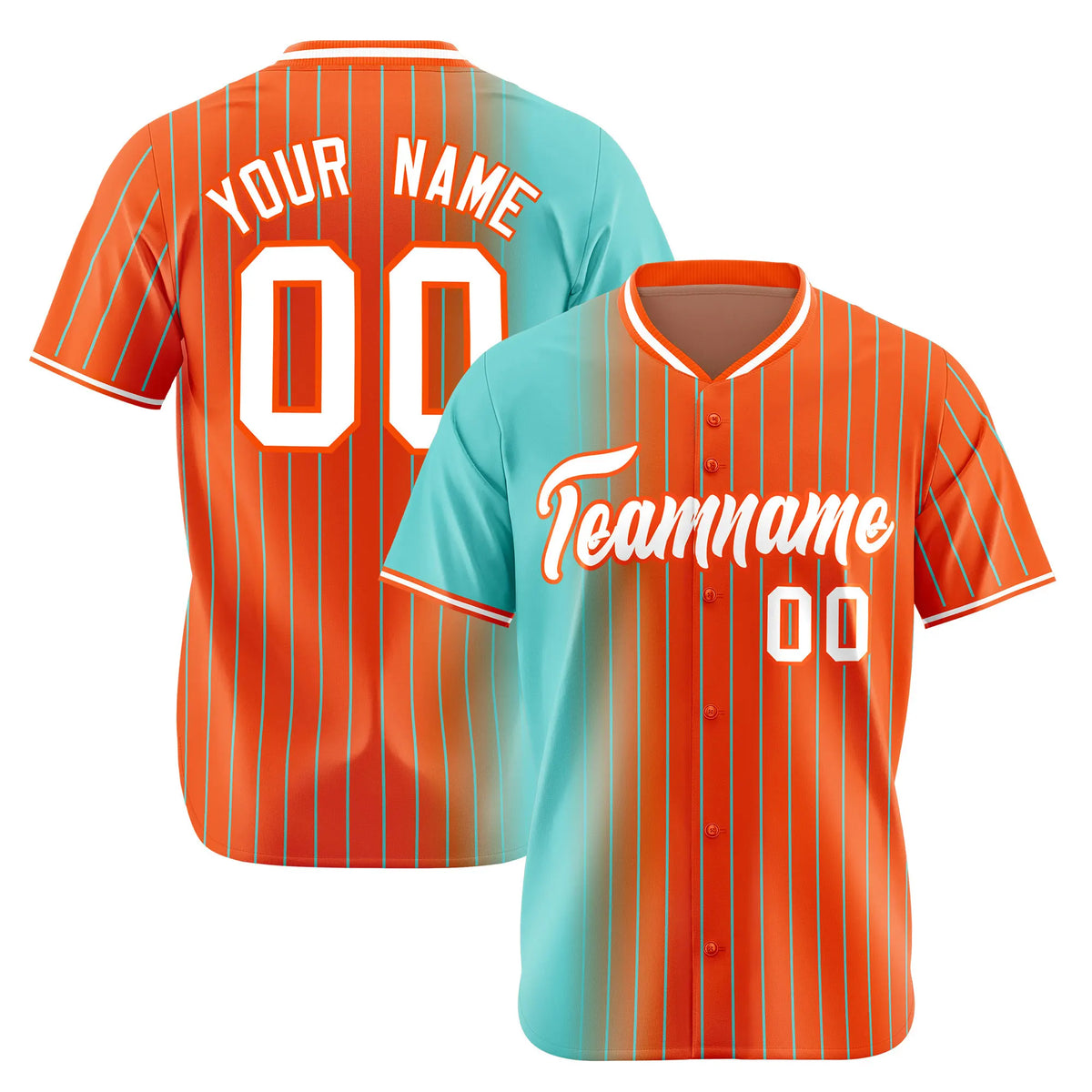 Custom Light-Blue Orange Pinstripe White Authentic Baseball Jersey