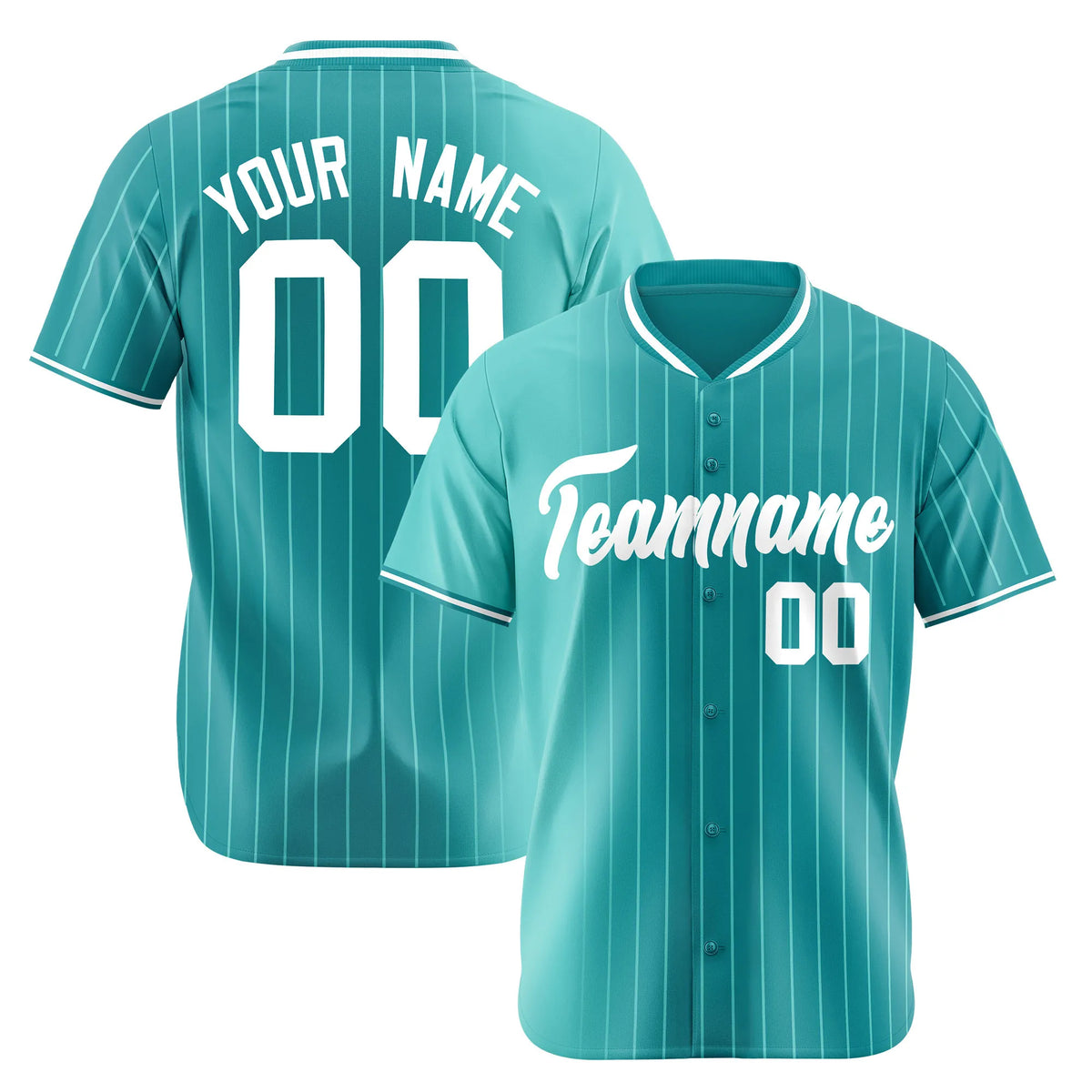 Custom Light-Blue Pinstripe White Authentic Baseball Jersey