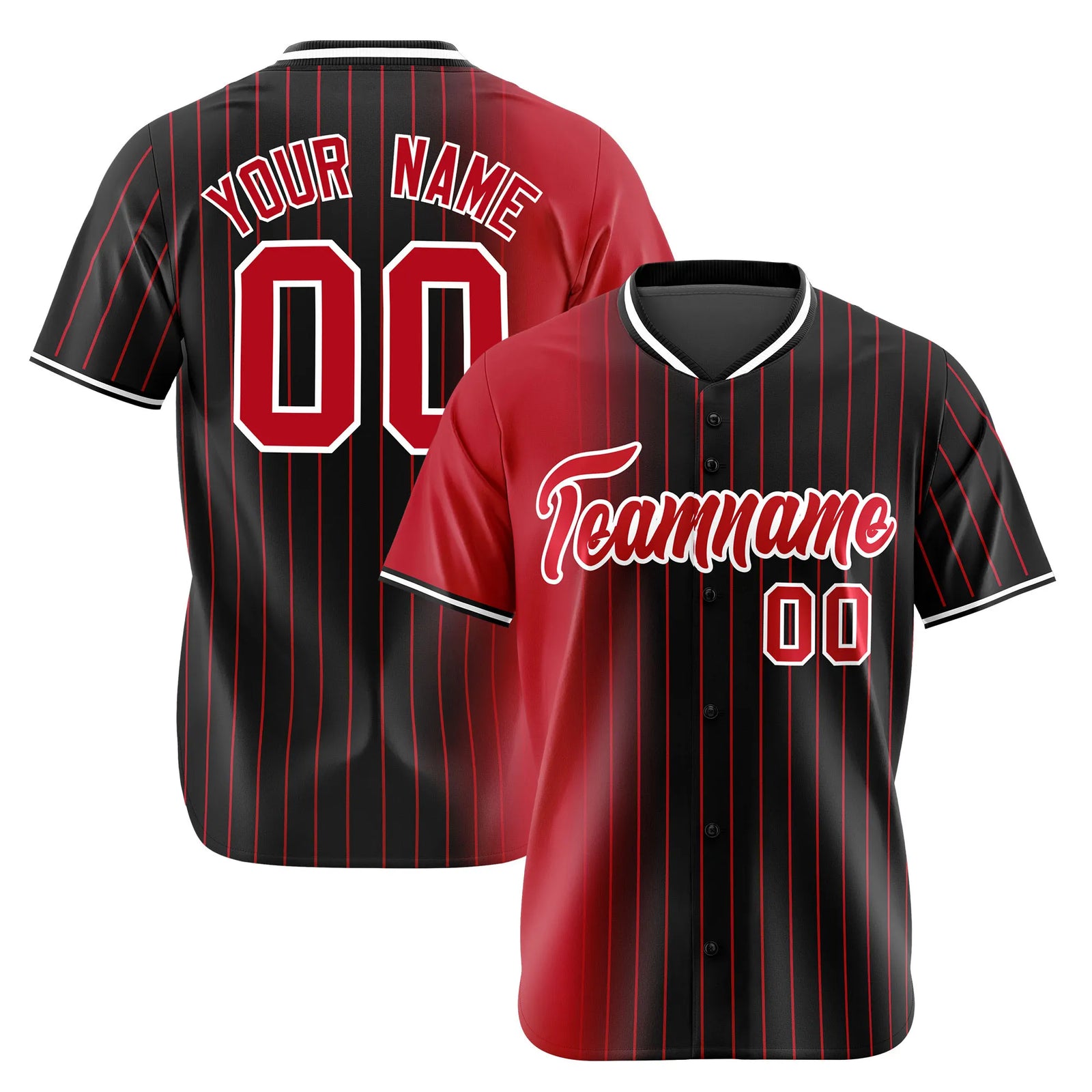 Custom Red Black Pinstripe Red Authentic Baseball Jersey