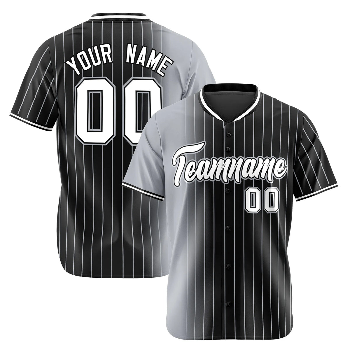Custom Gray Black Pinstripe White Authentic Baseball Jersey