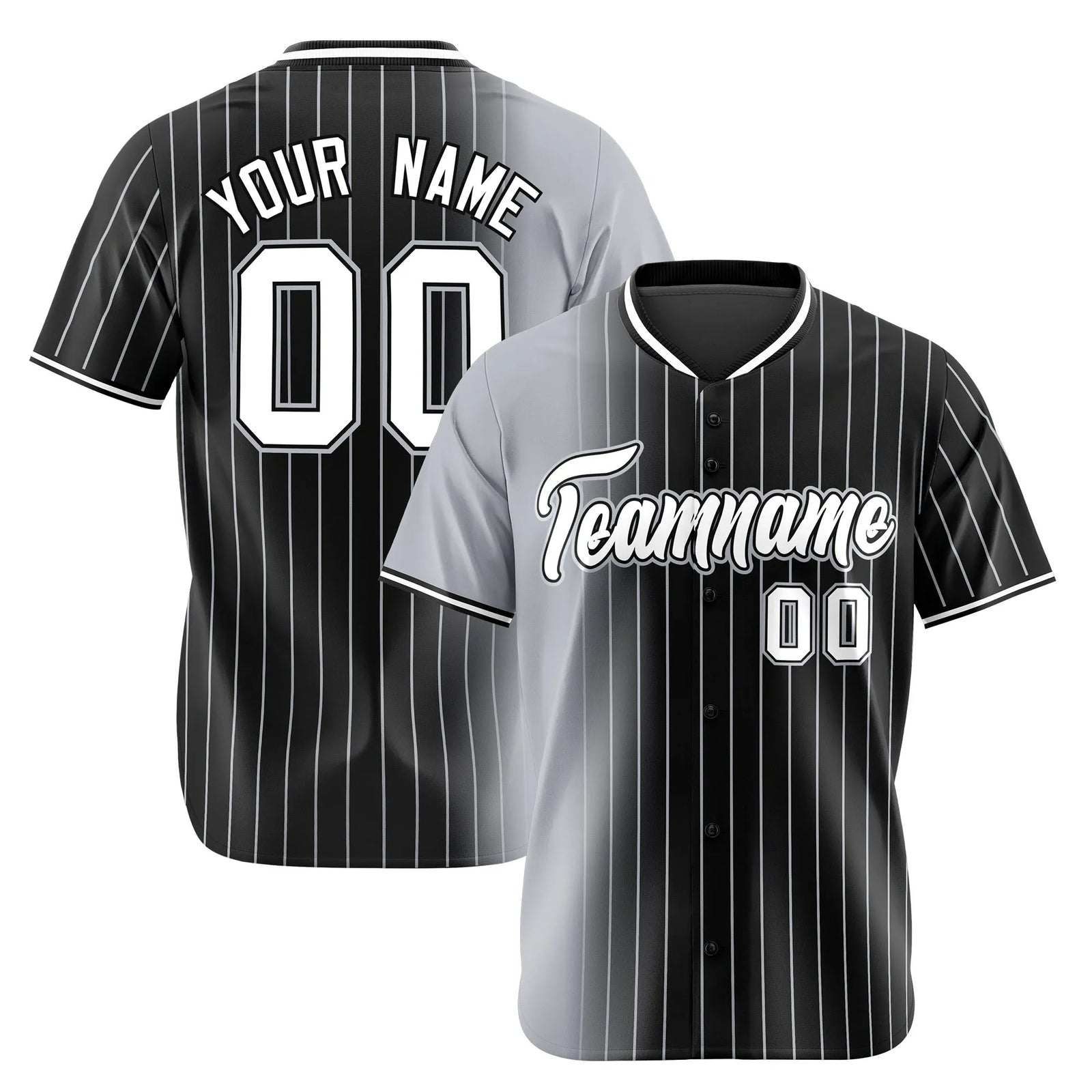 Custom Gray Black Pinstripe White Authentic Baseball Jersey