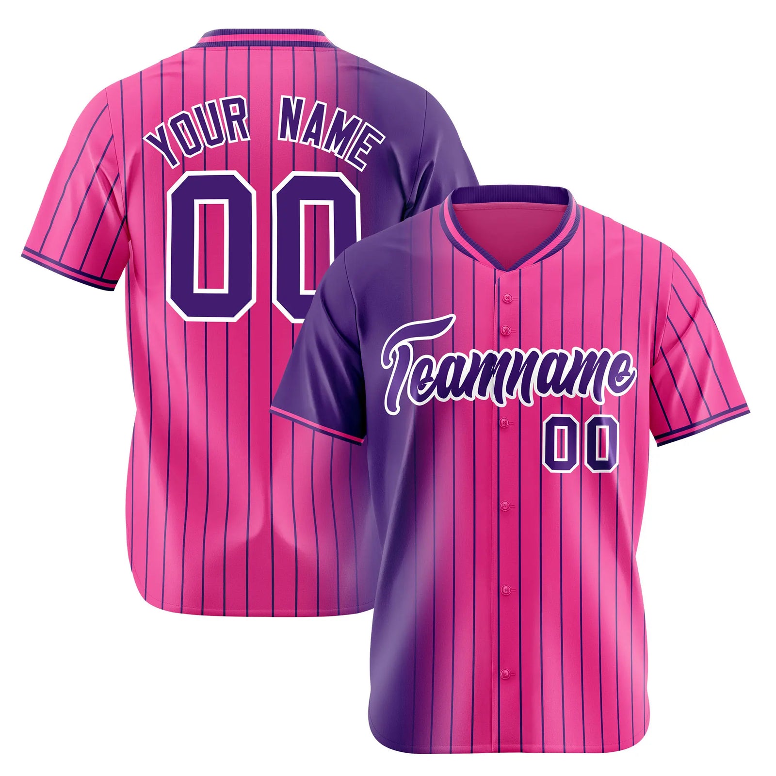 Custom Purple Pink Pinstripe Purple Authentic Baseball Jersey