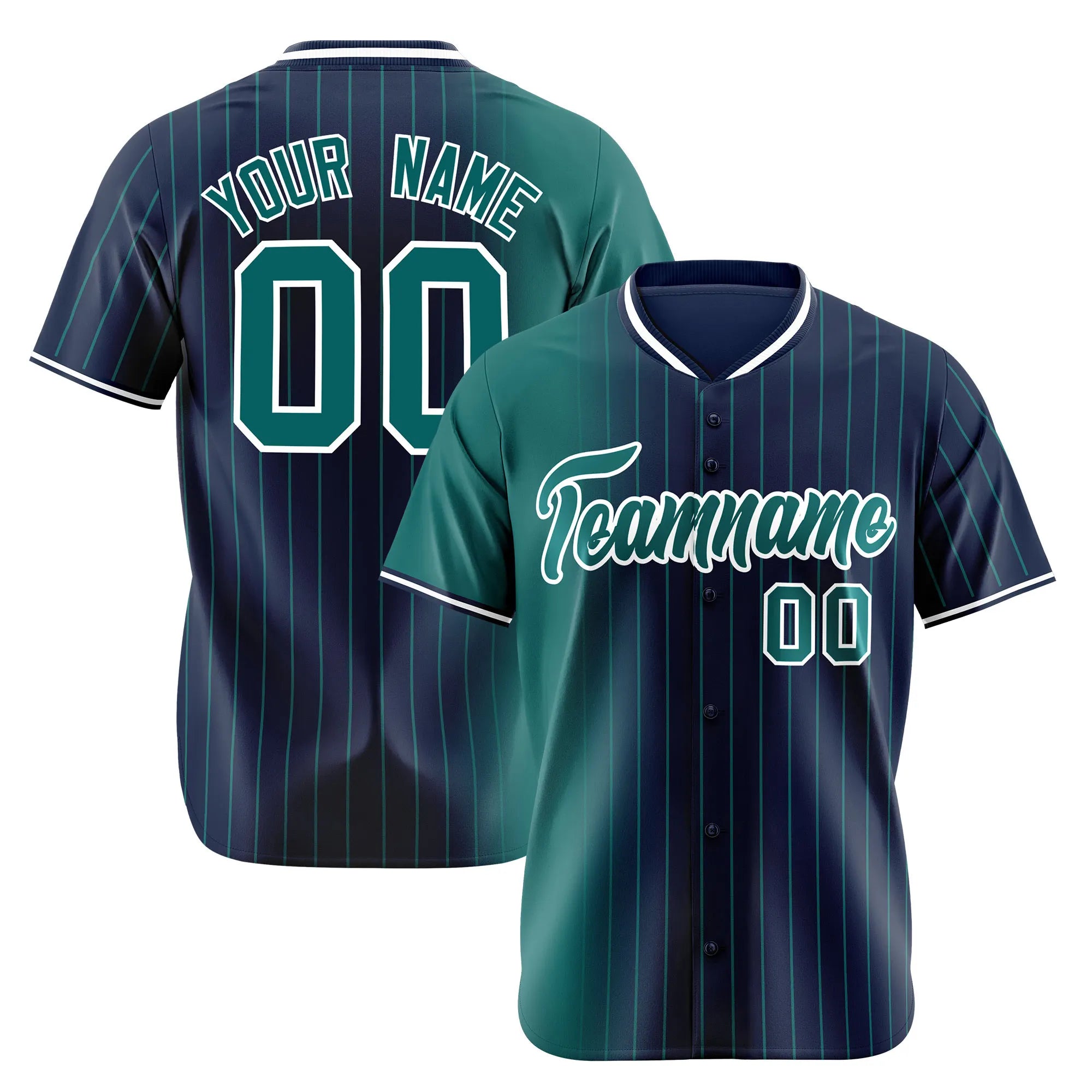 Custom Midnight-Green Navy Pinstripe Midnight-Green Authentic Baseball Jersey