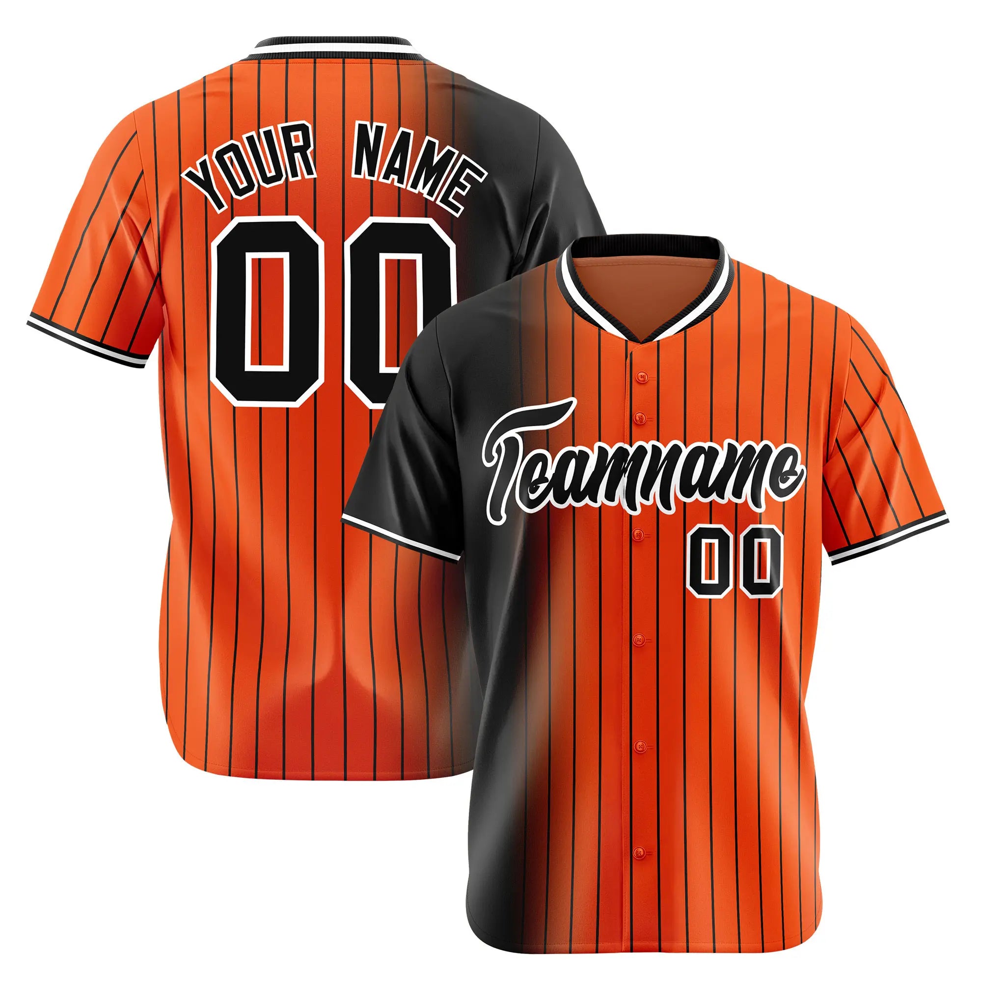 Custom Black Bay-Orange Pinstripe Black Authentic Baseball Jersey