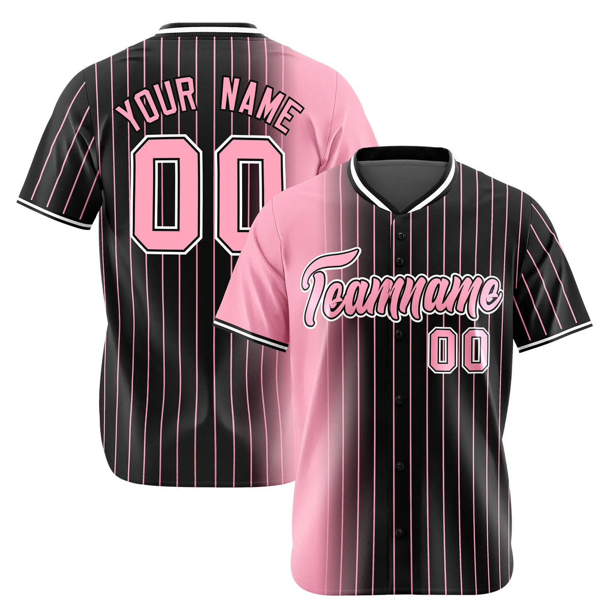 Custom Pink Black Pinstripe Pink Authentic Baseball Jersey