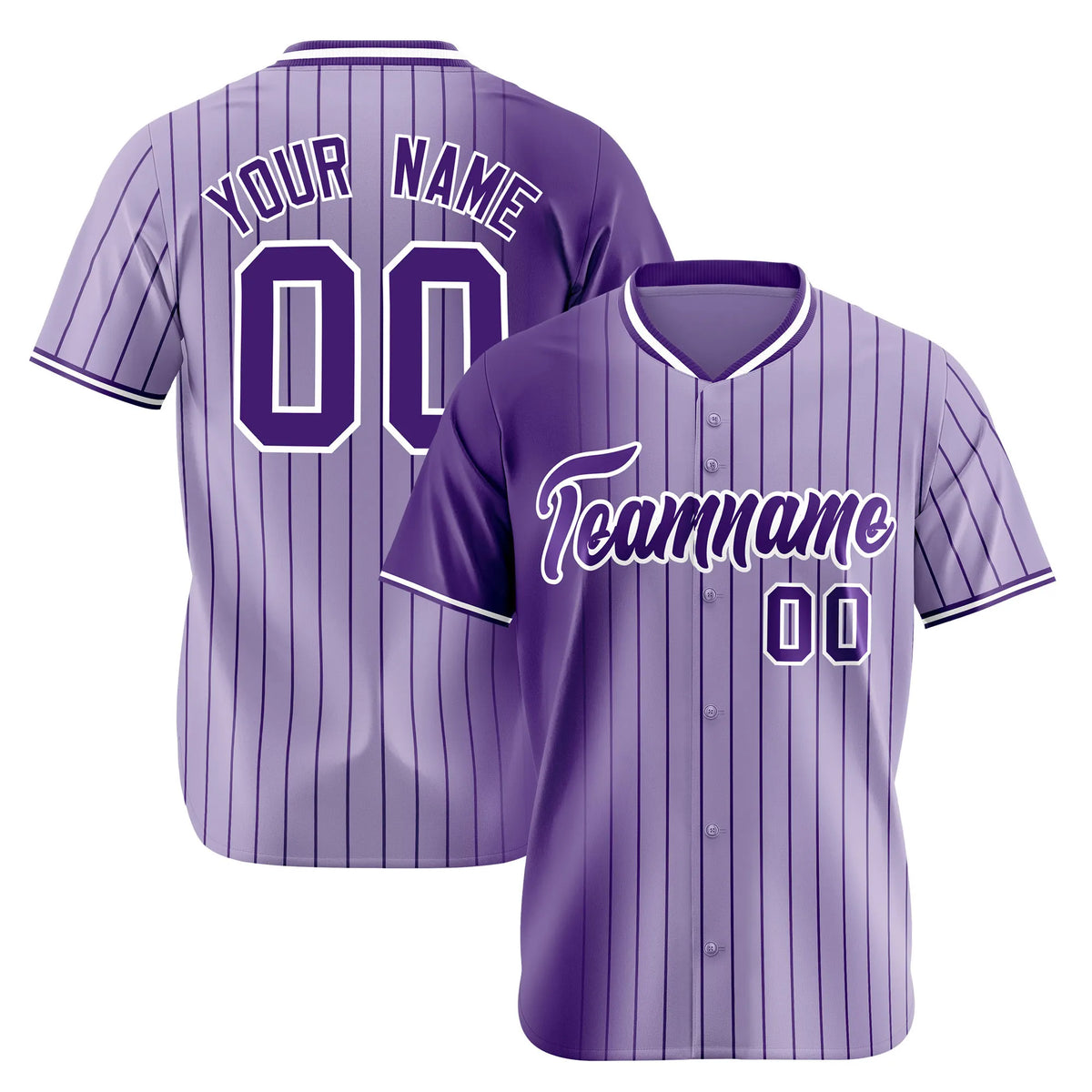 Custom Purple Light Purple Pinstripe Purple Authentic Baseball Jersey