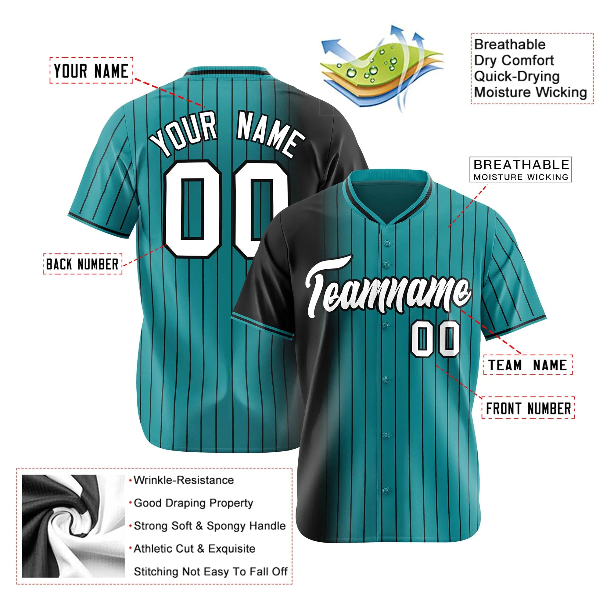 Custom Black Light Blue Pinstripe White Authentic Baseball Jersey