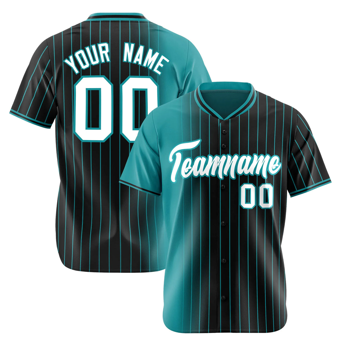 Custom Light Blue Black Pinstripe White Authentic Baseball Jersey