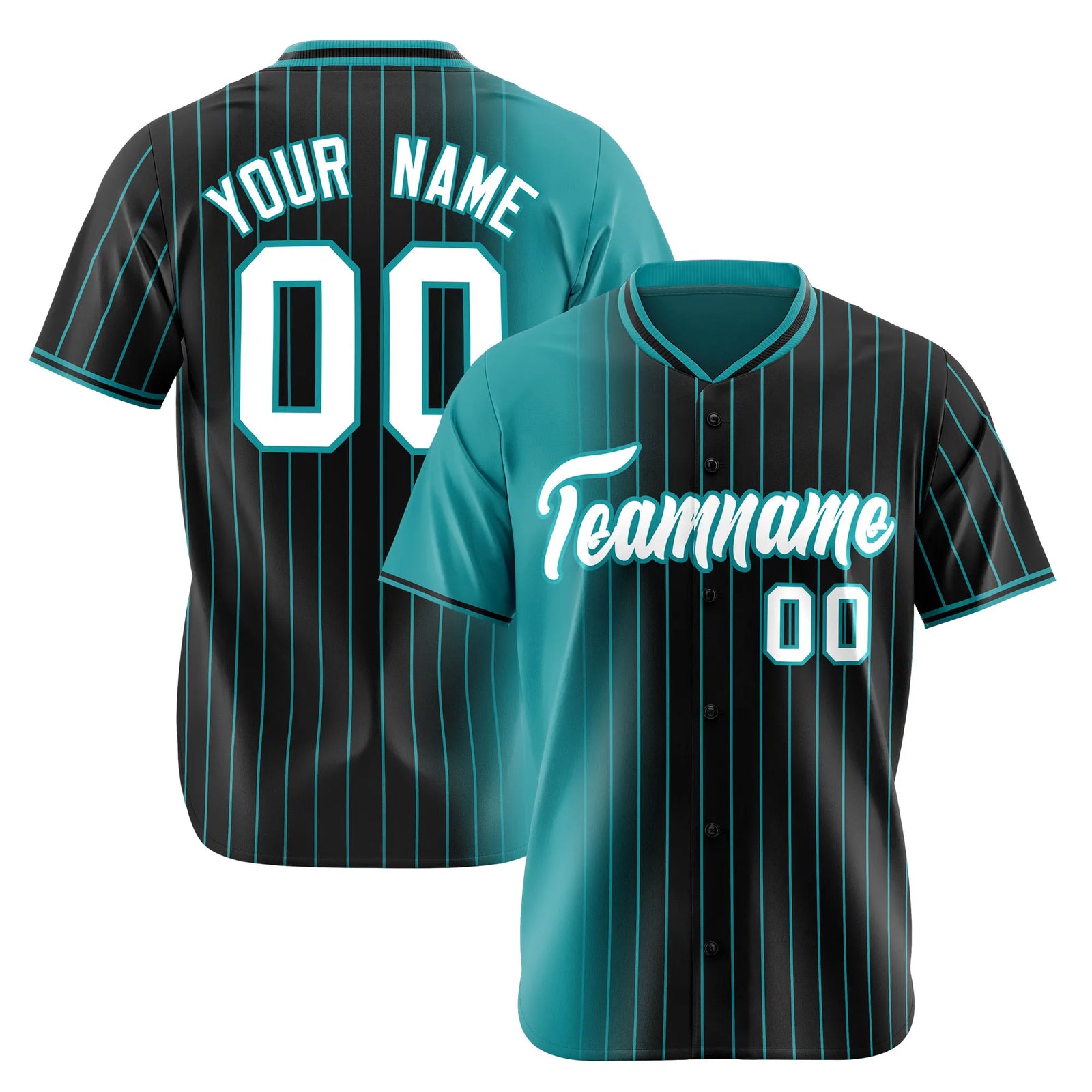 Custom Light Blue Black Pinstripe White Authentic Baseball Jersey
