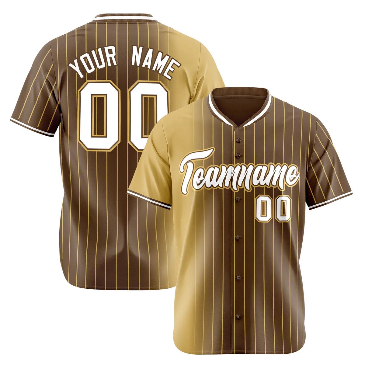 Custom Old-Gold Brown Pinstripe White Authentic Baseball Jersey