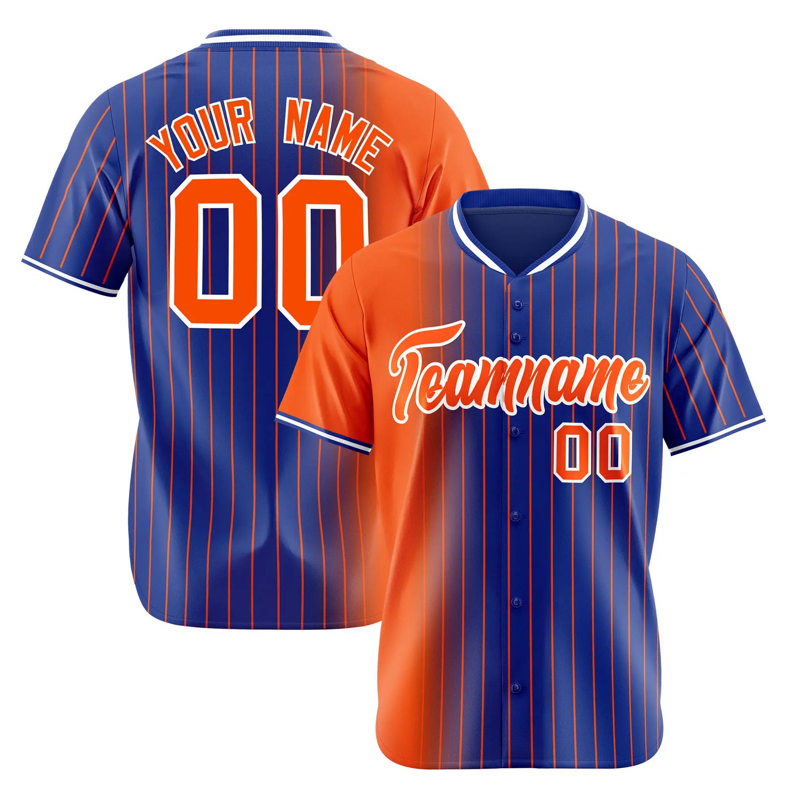 Custom Orange Blue Pinstripe Orange Authentic Baseball Jersey