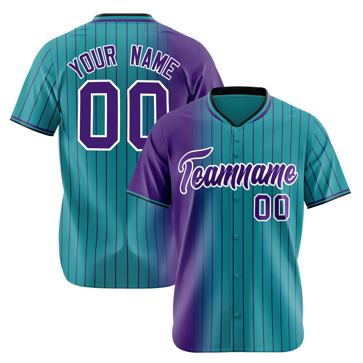 Custom Purple Light-Blue Pinstripe Purple Authentic Baseball Jersey