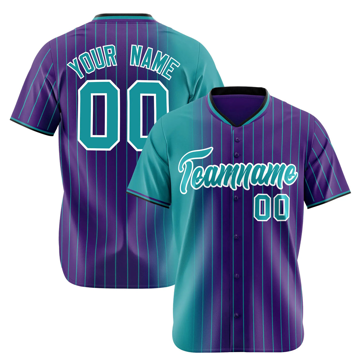 Custom Light-Blue Purple Pinstripe Light-Blue Authentic Baseball Jersey