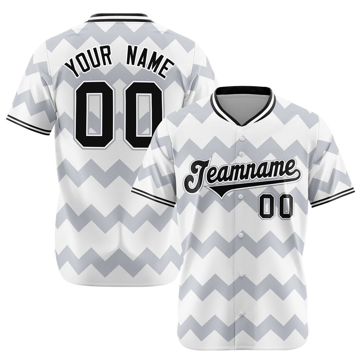 Custom White Black Gray Authentic Corrugated Fashion Baseball Jersey