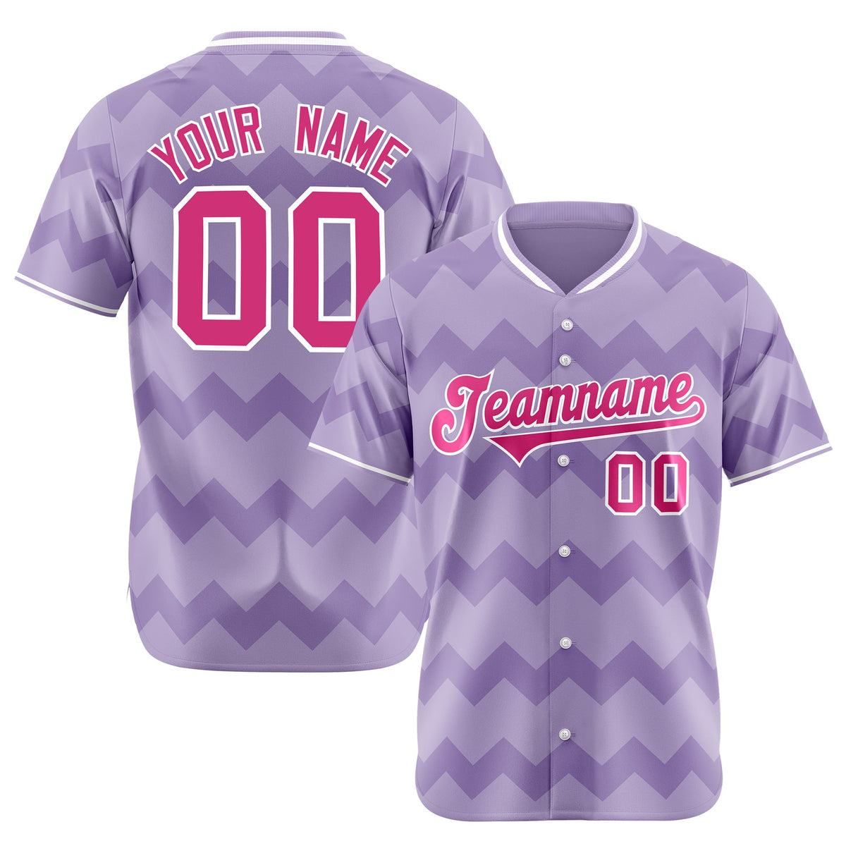 Custom Light Purple Pink White Authentic Corrugated Fashion Baseball Jersey