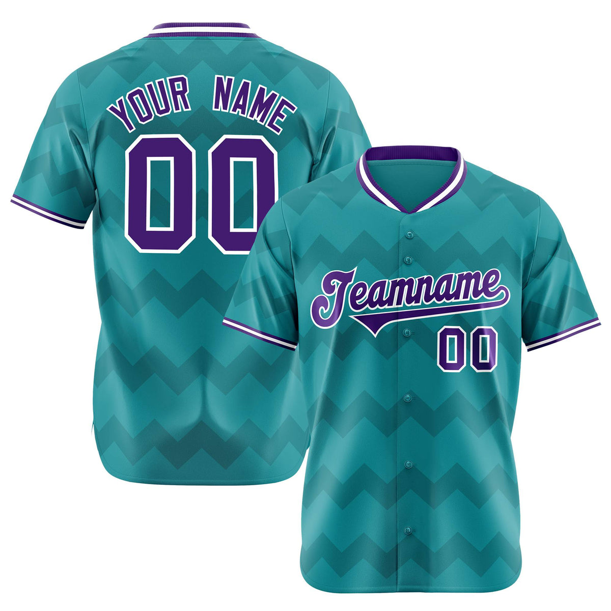 Custom Aqua Purple White Authentic Corrugated Fashion Baseball Jersey