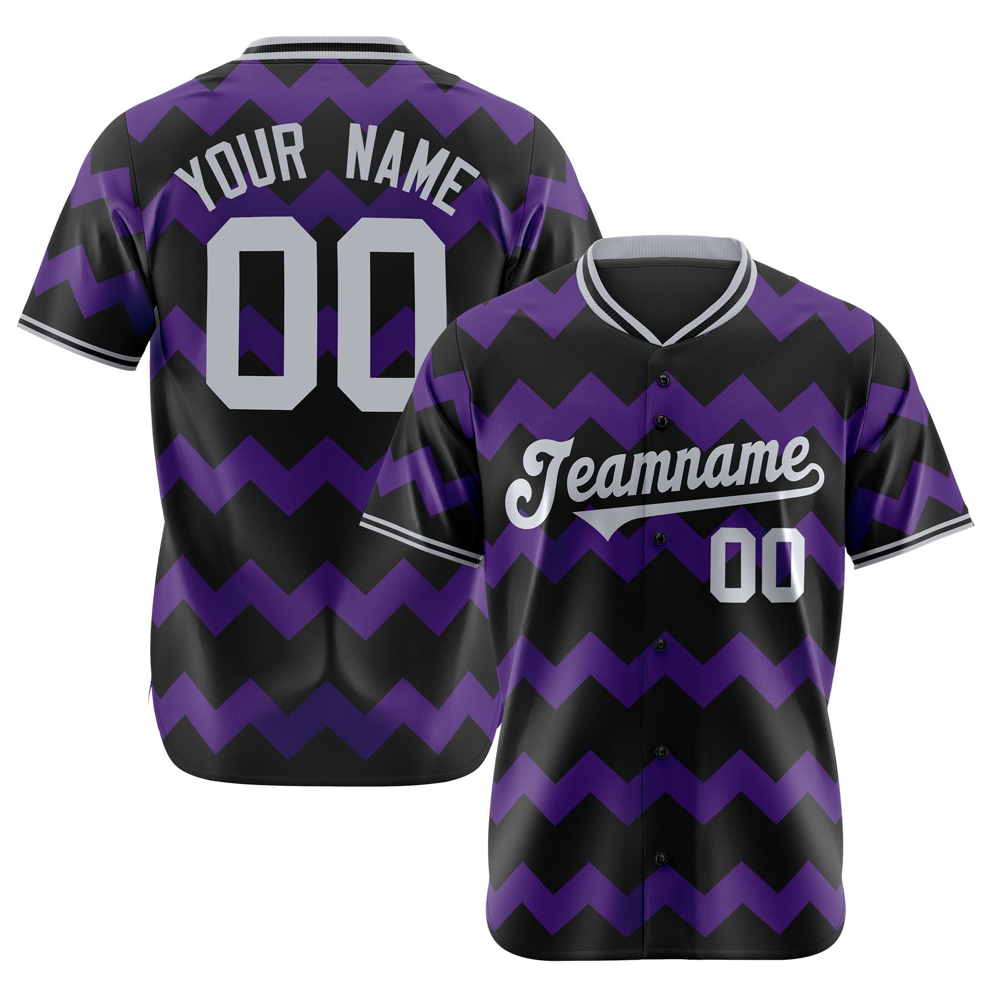 Custom Black Purple Gray Authentic Corrugated Fashion Baseball Jersey